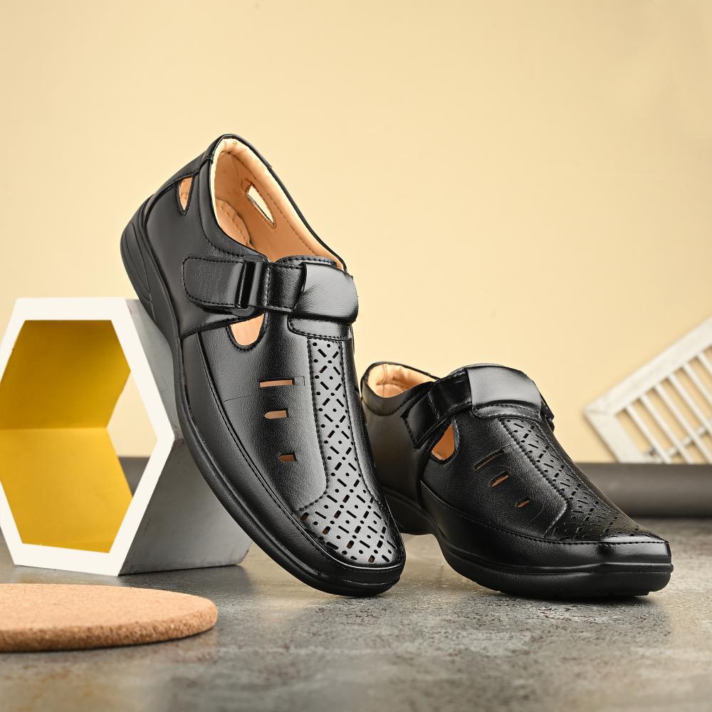 mens casual dress sandals Santimon Leather Shoes - Stylish Fashion Summer Fisherman Sandals with Adjustable Buckle & Breathable for Business Black 5.5 US The pointed toe design adds a sophisticated touch to these dress shoes Apt. 9 Vernell X Band