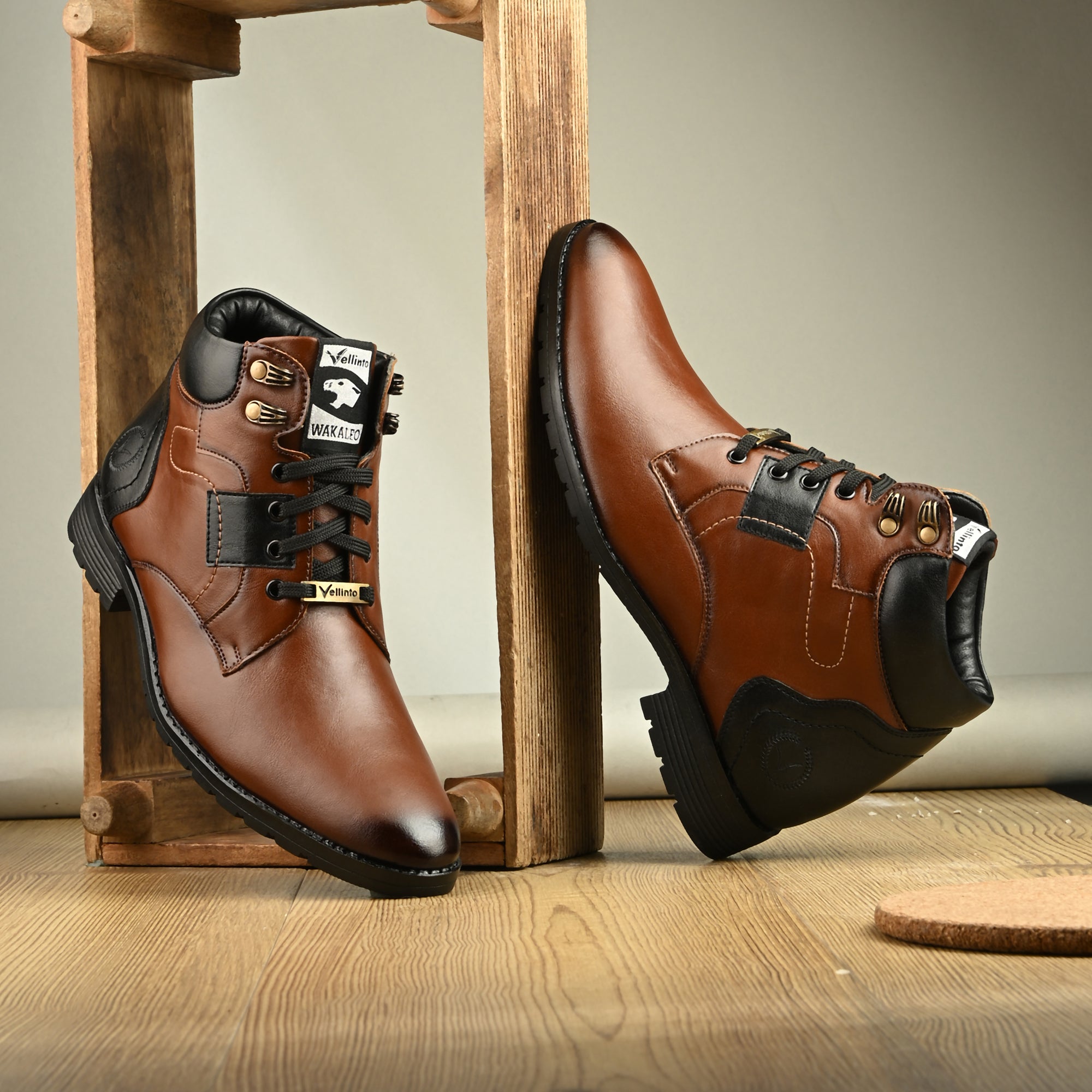 Vellinto Vellinto LUCAS Men's Mid Ankle Stylish Casual & Party Wear Lace-Up Boots Boots For Men