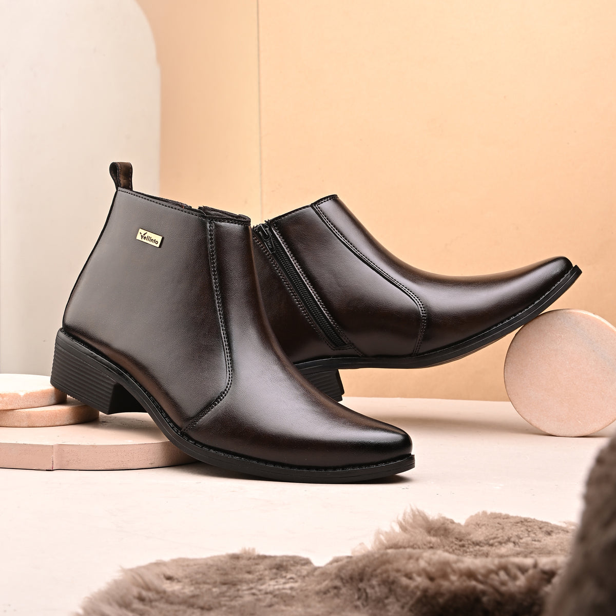 Vellinto Vellinto Royal Look RAMANA Zipped Boots For Men Synthetic Leather Boots For Men Boots For Men