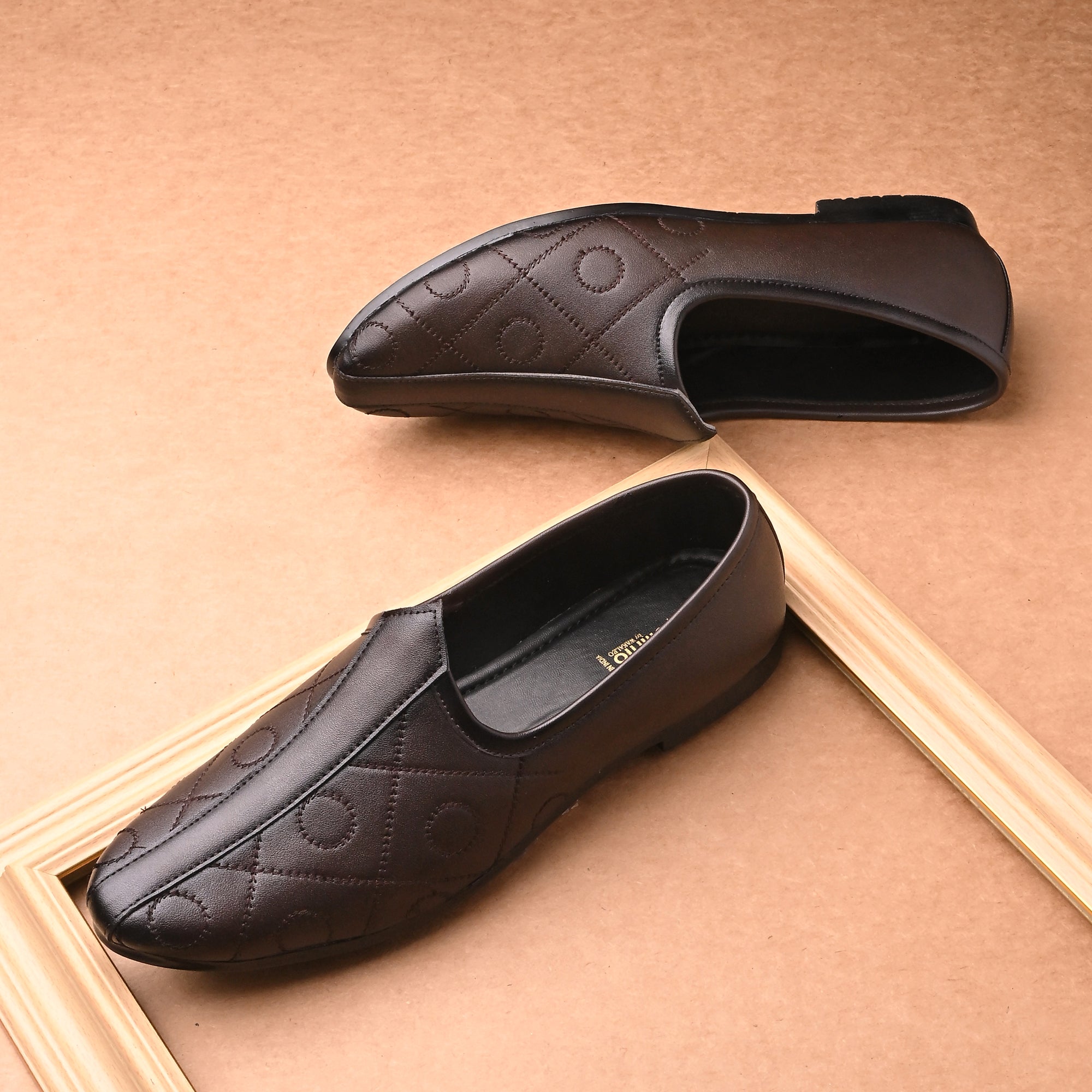 Vellinto BANAJARA Men’s Ethnic Slip-On Mojari | Traditional PU Leather Footwear Party Wear For Men
