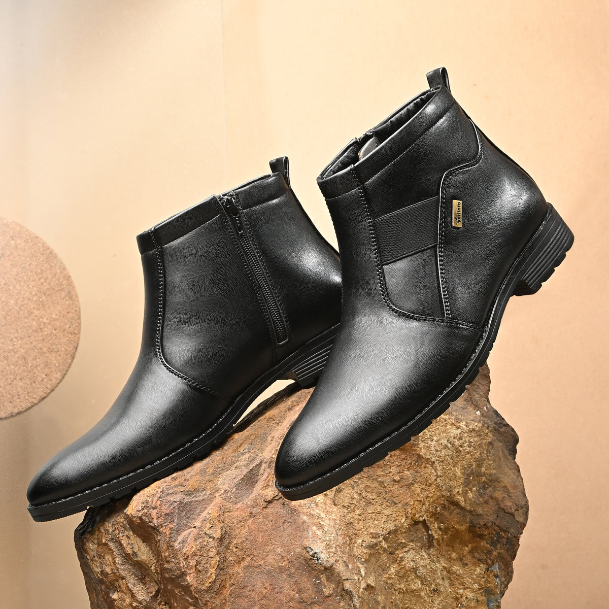 Vellinto Royal Look Zipped Boots For Men ll Synthetic Leather Casual Boots For Men