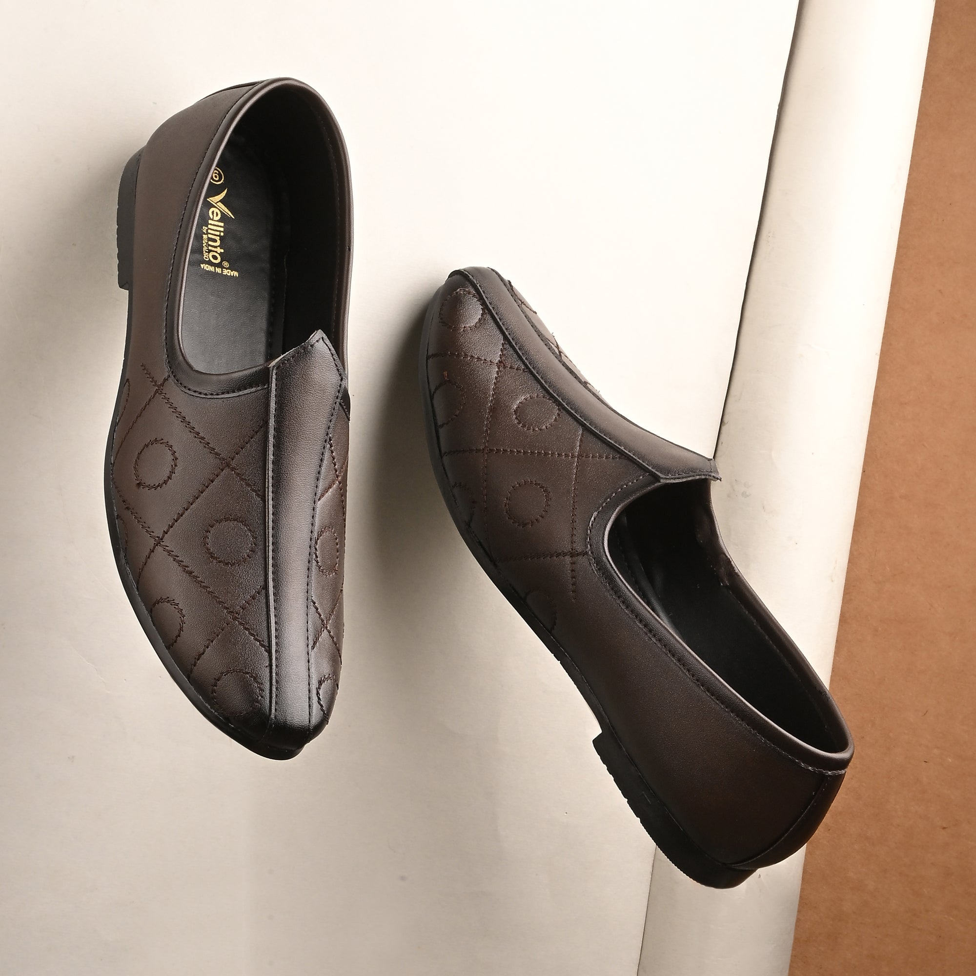 Vellinto BANAJARA Men’s Ethnic Slip-On Mojari | Traditional PU Leather Footwear Party Wear For Men