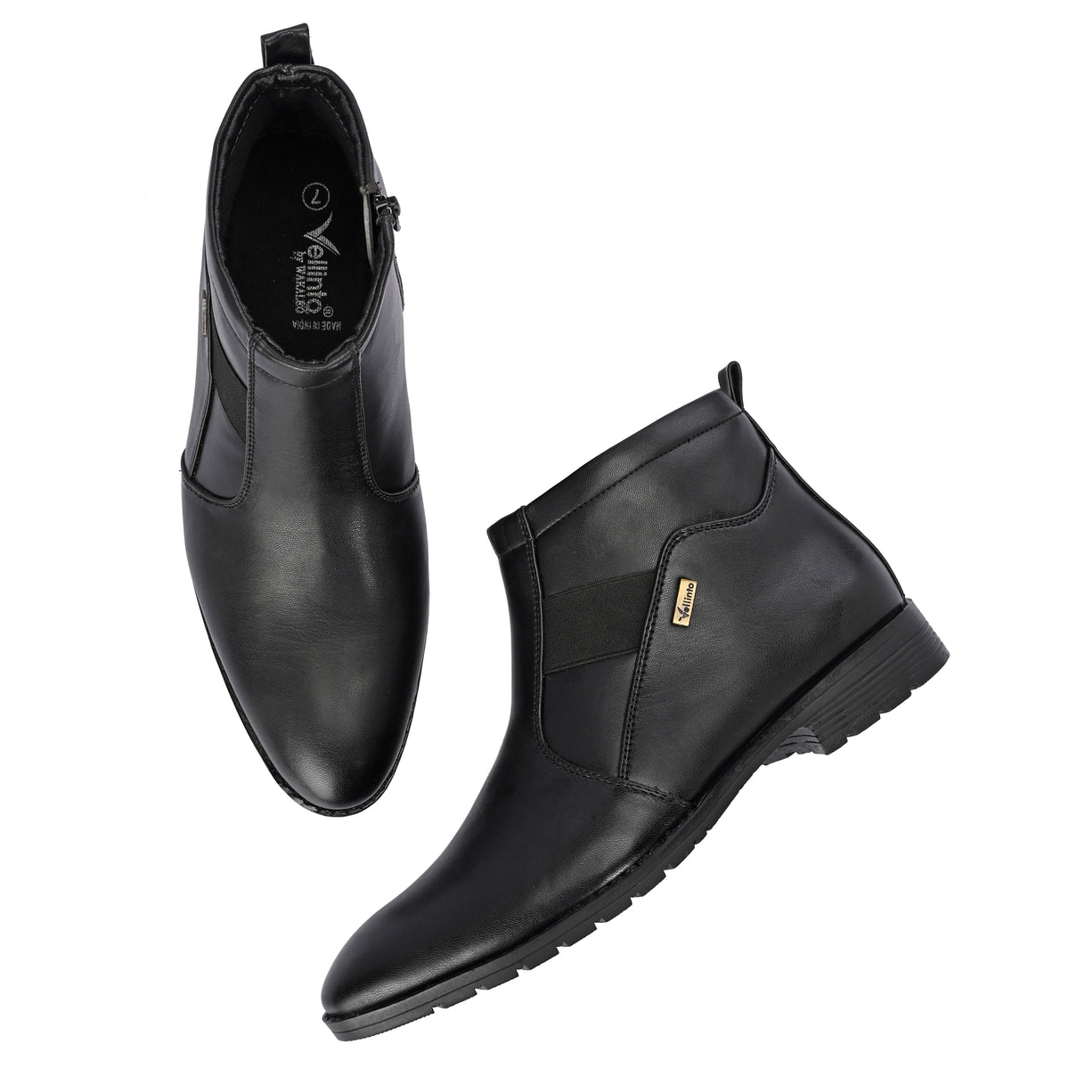 Vellinto Royal Look Zipped Boots For Men ll Synthetic Leather Casual Boots For Men
