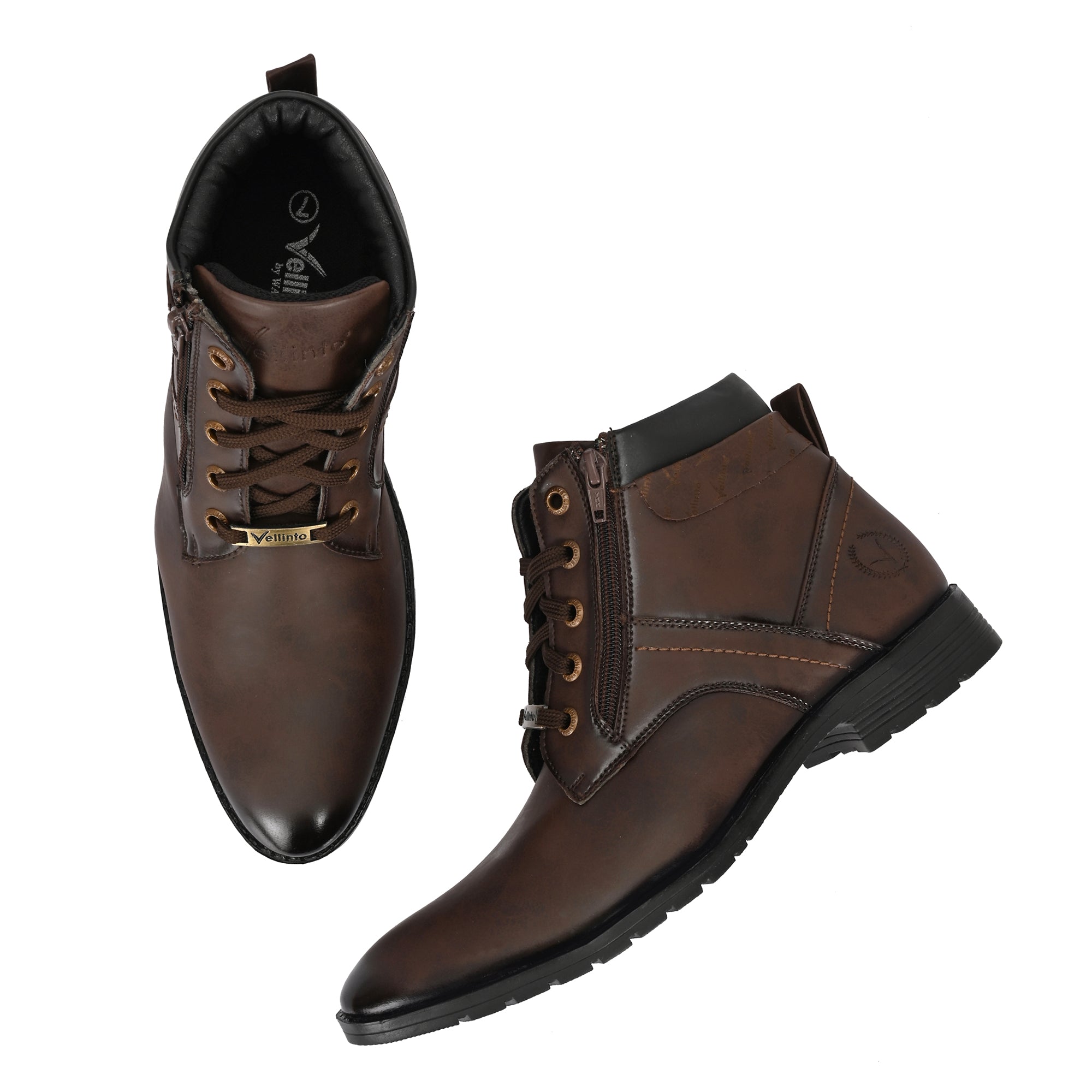 Vellinto Vellinto ORION Men’s Stylish Lace-Up & Zipper High Ankle Casual Boots Boots For Men