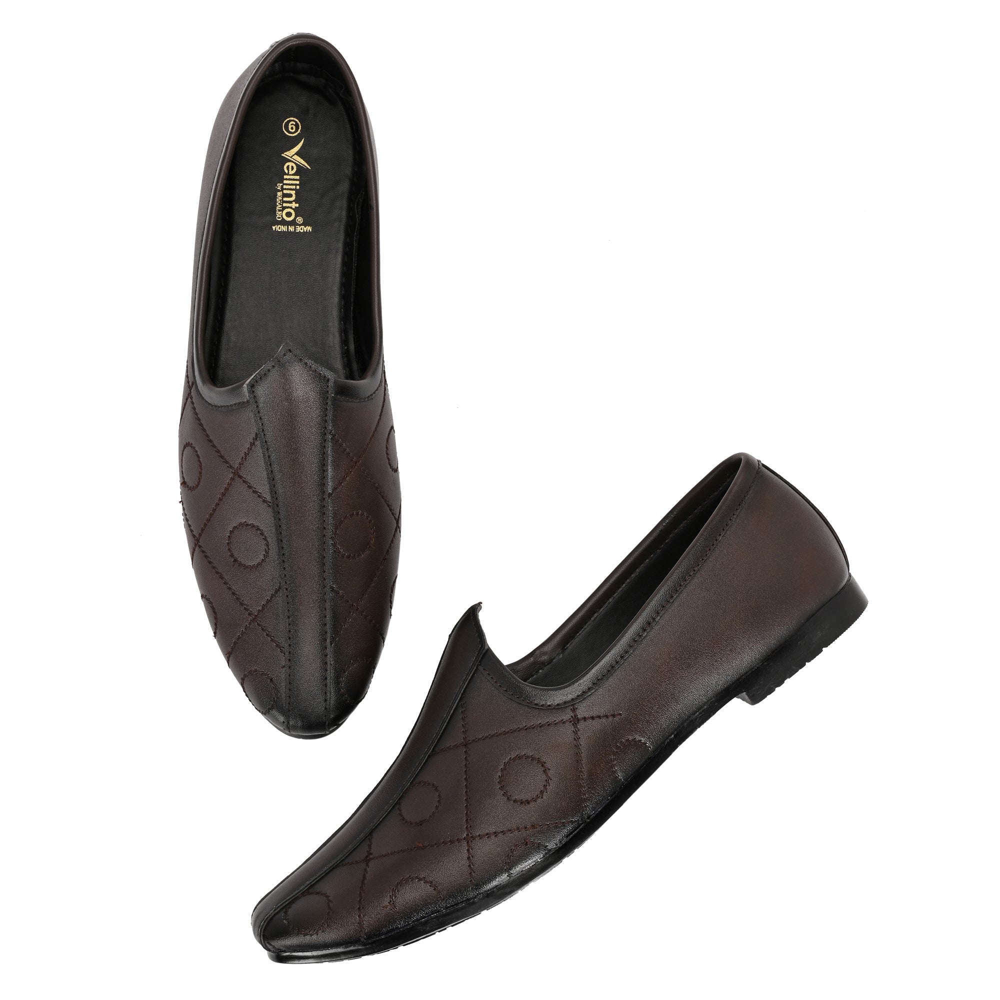 Vellinto BANAJARA Men’s Ethnic Slip-On Mojari | Traditional PU Leather Footwear Party Wear For Men