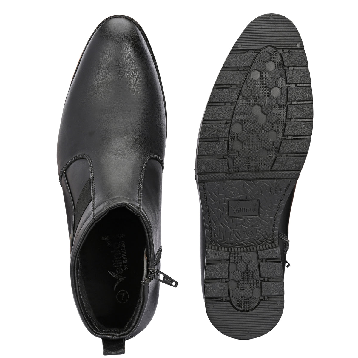 Vellinto Royal Look Zipped Boots For Men ll Synthetic Leather Casual Boots For Men