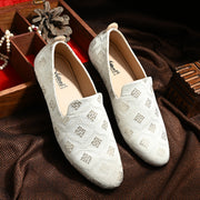 Vellinto Men's PEARL Embroidered Slip-On Ethnic Party Wear Designer Loafer Shoes Espadrilles For Men