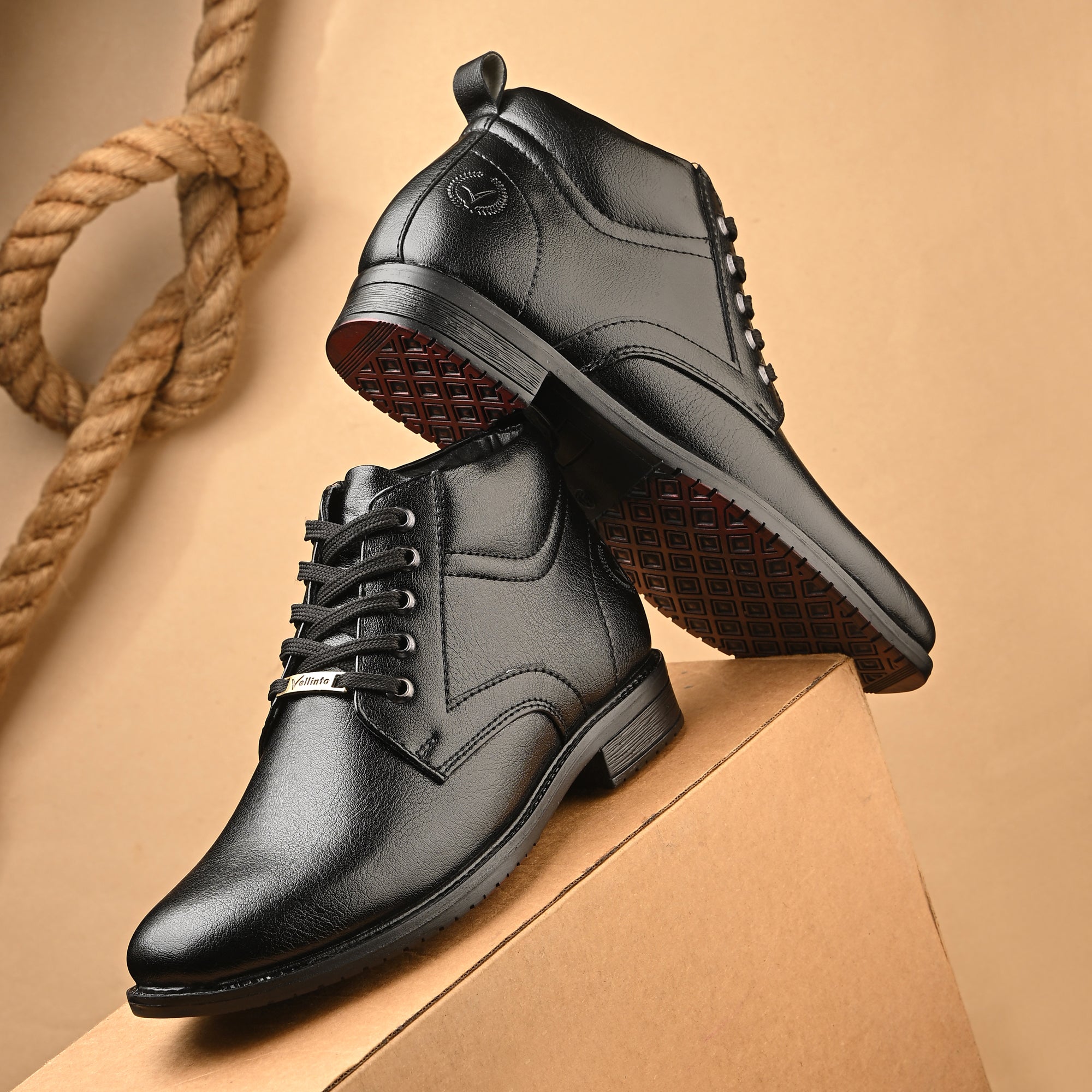 Vellinto INDIANA Men Mid Ankle Synthetic Leather Boots| Party & Office Wear Boots For Men