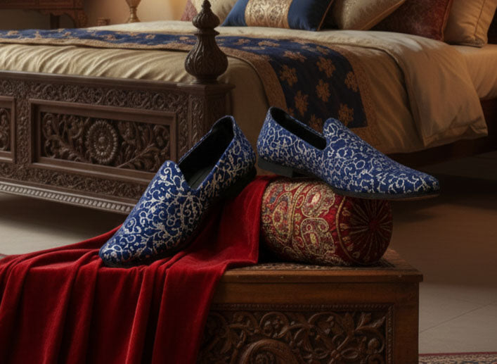Vellinto ellinto SAMRAT Party Wear Royal Look Mojaris Juttis Slip On For Men Espadrilles For Men