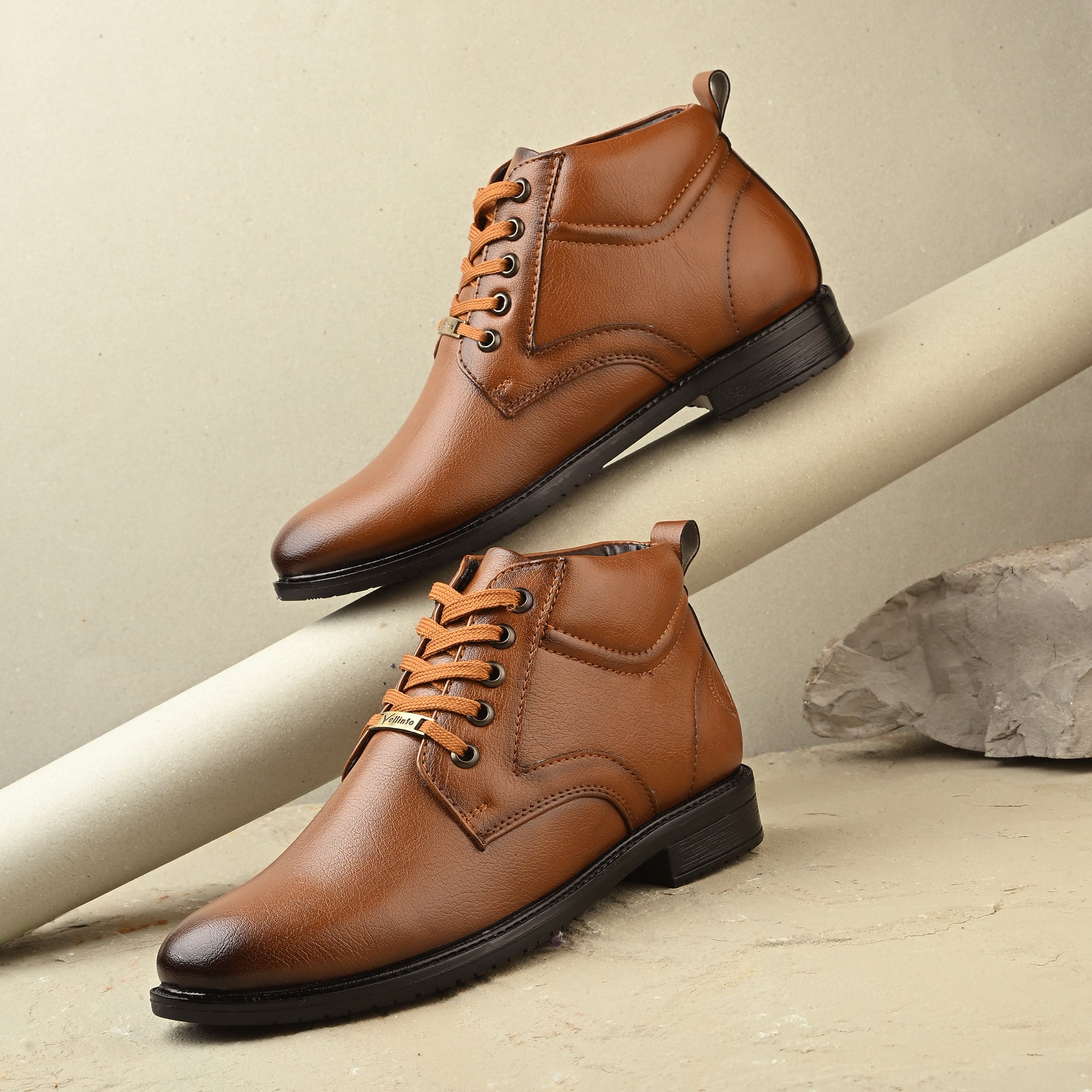 Vellinto INDIANA Men Mid Ankle Synthetic Leather Boots| Party & Office Wear Boots For Men