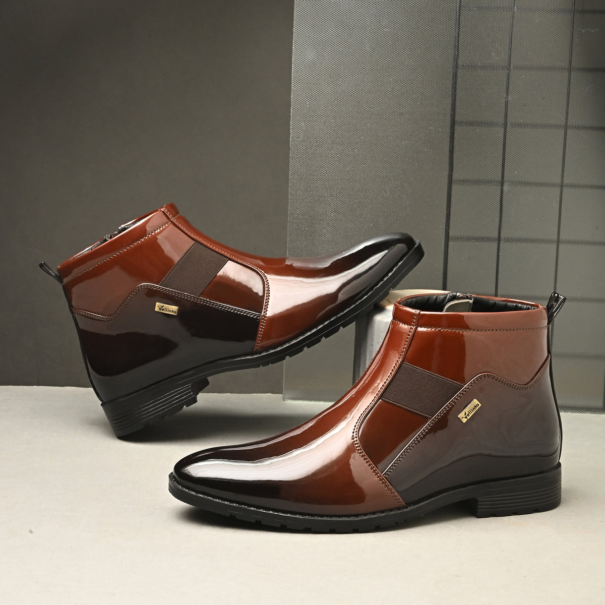 Vellinto Royal Look Zipped Boots For Men ll Synthetic Leather Casual Boots For Men