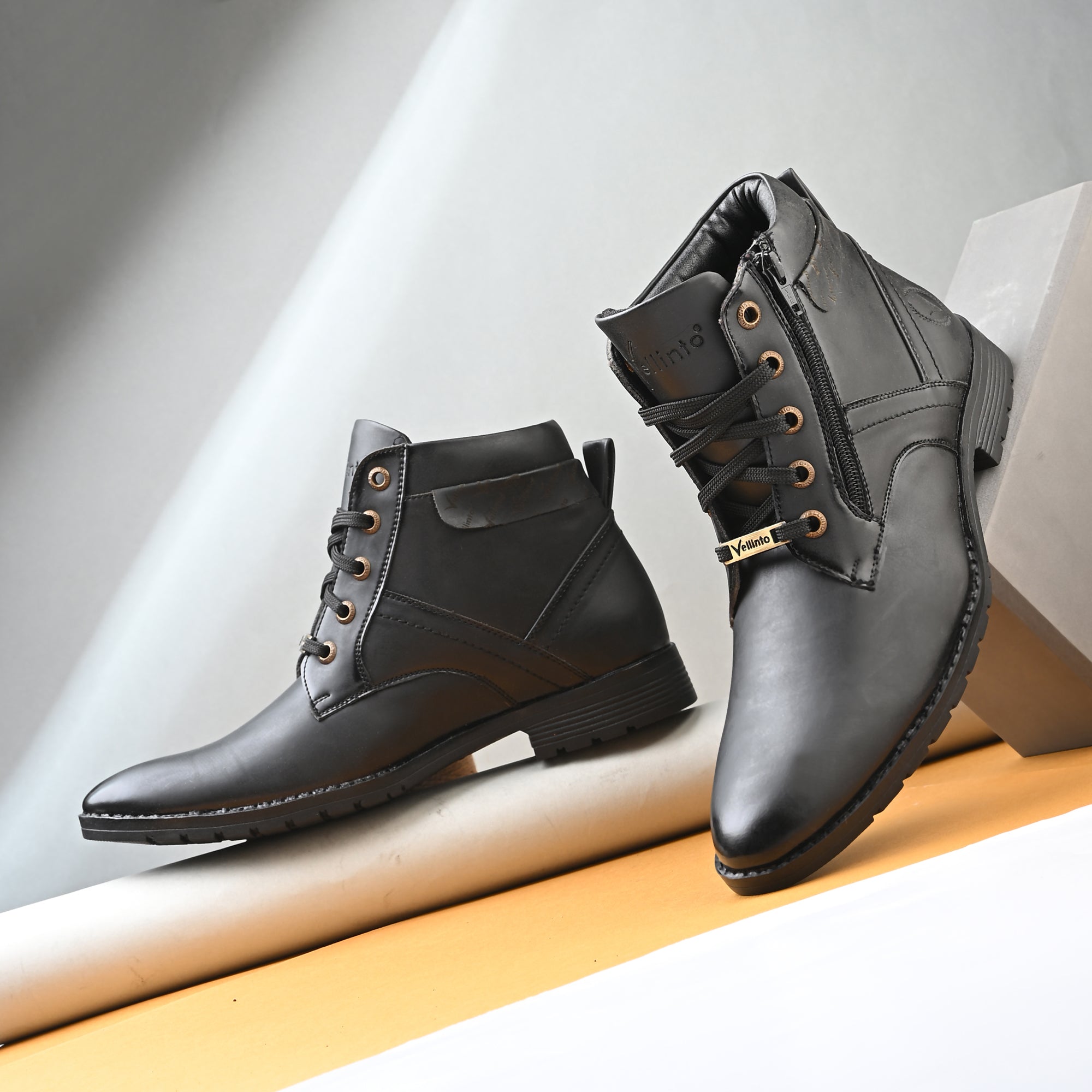 Vellinto Vellinto ORION Men’s Stylish Lace-Up & Zipper High Ankle Casual Boots Boots For Men