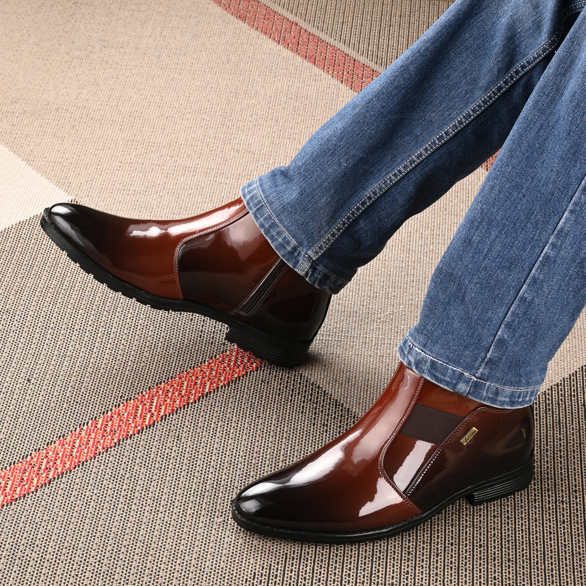 Vellinto Royal Look Zipped Boots For Men ll Synthetic Leather Casual Boots For Men