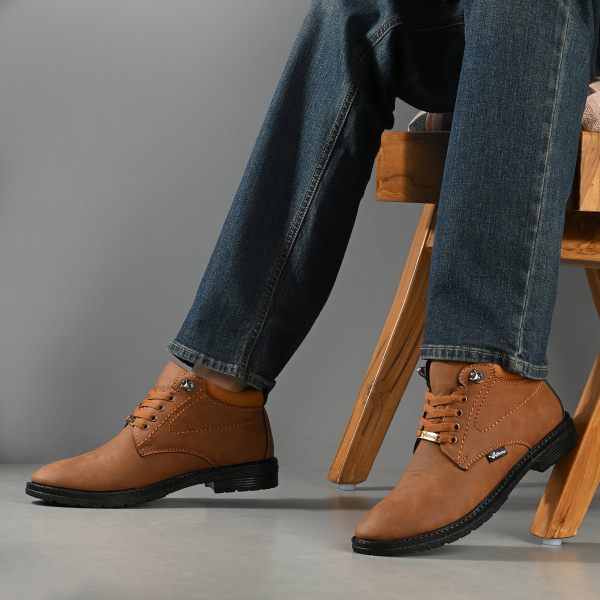 Vellinto EXECUTIVE Casual Boots For Men ll Synthetic Leather Mid-Ankle Boots Boots For Men