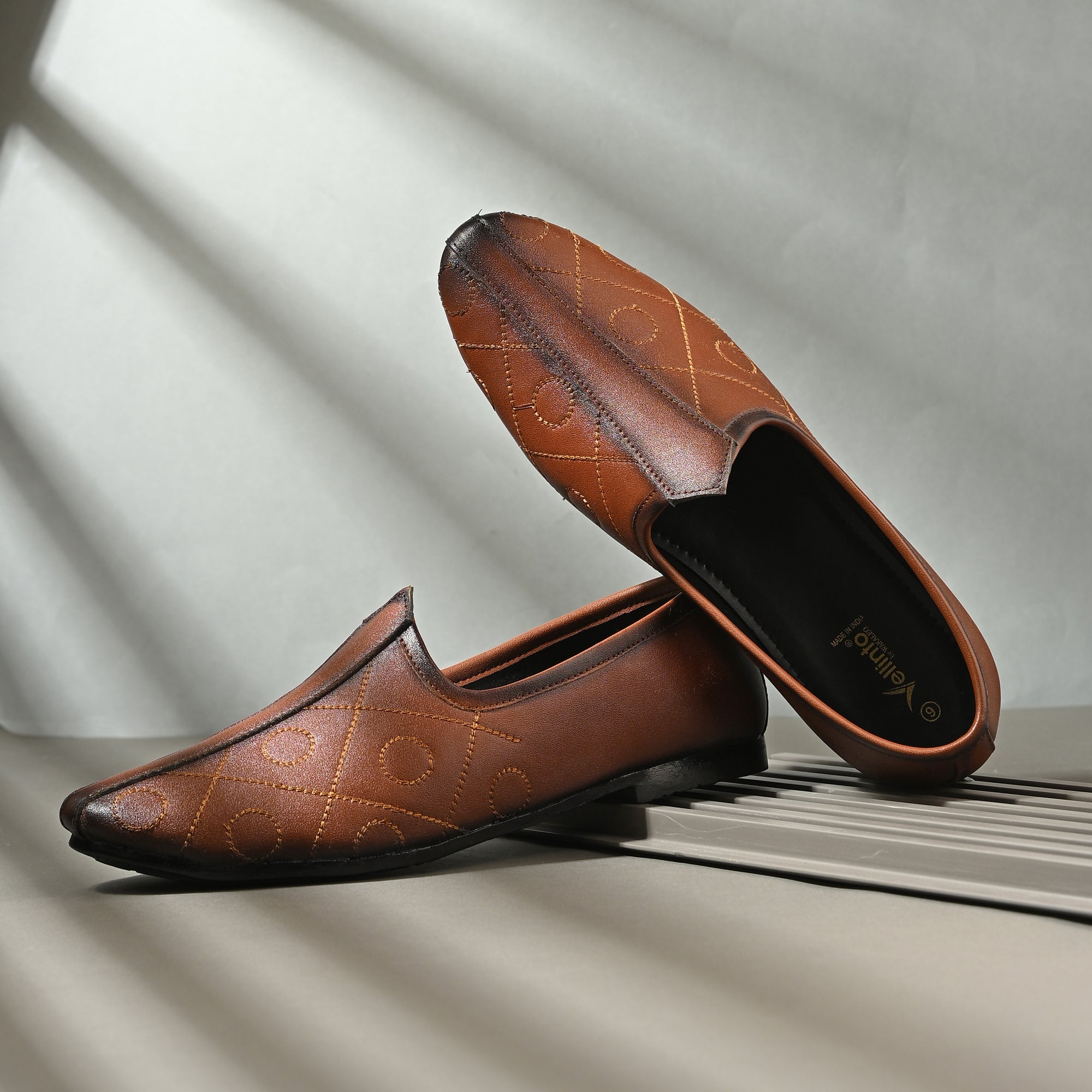 Vellinto BANAJARA Men’s Ethnic Slip-On Mojari | Traditional PU Leather Footwear Party Wear For Men