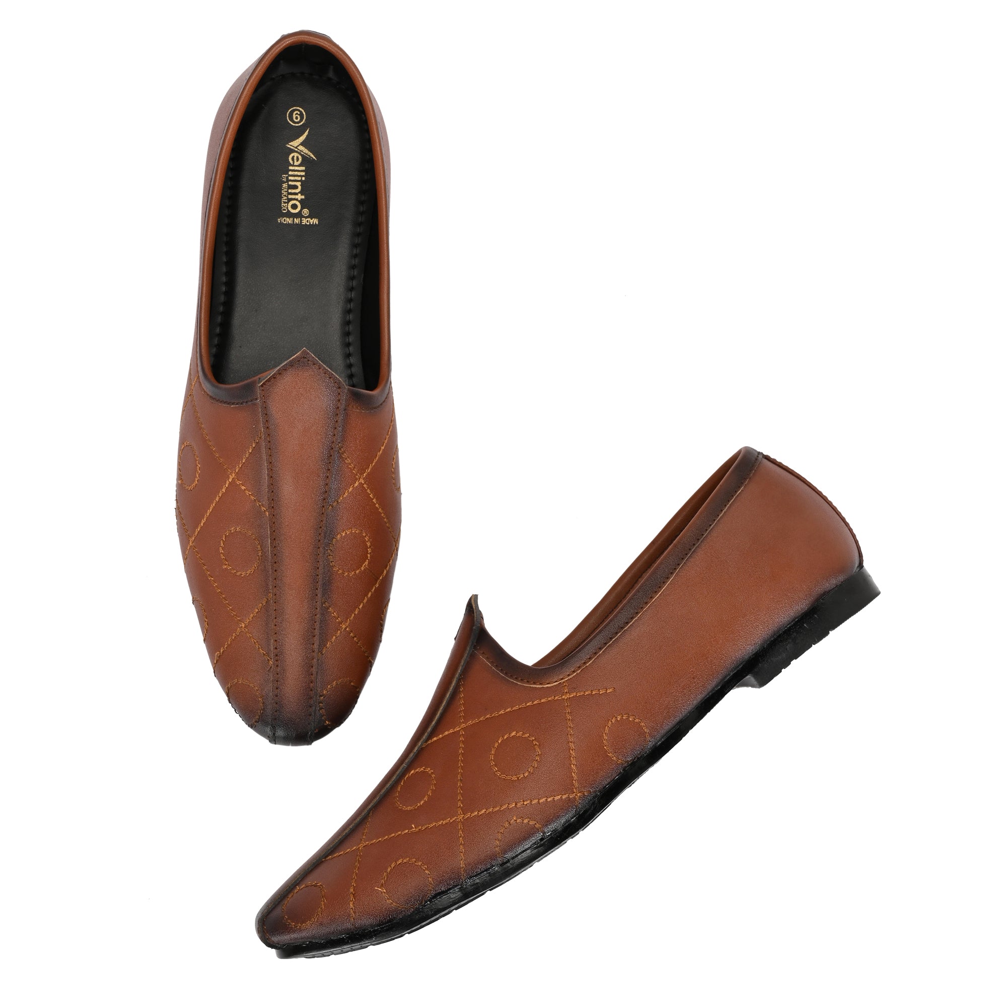 Vellinto BANAJARA Men’s Ethnic Slip-On Mojari | Traditional PU Leather Footwear Party Wear For Men