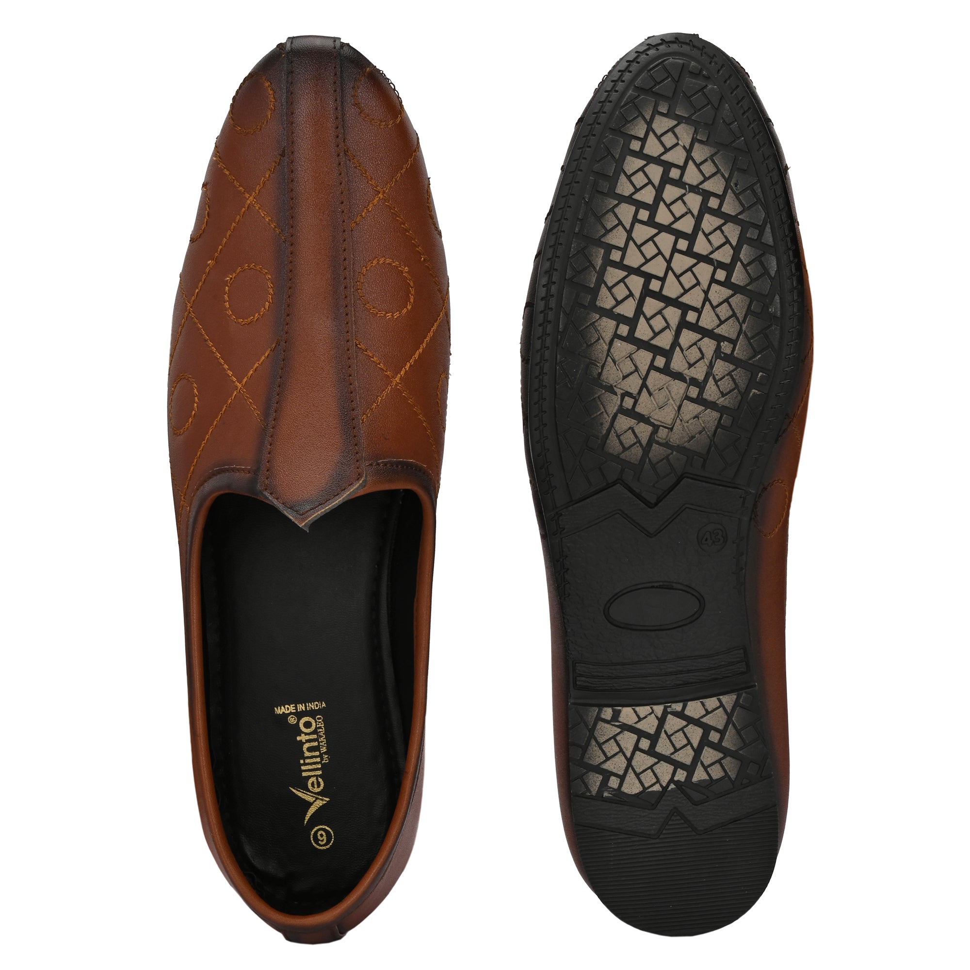 Vellinto BANAJARA Men’s Ethnic Slip-On Mojari | Traditional PU Leather Footwear Party Wear For Men