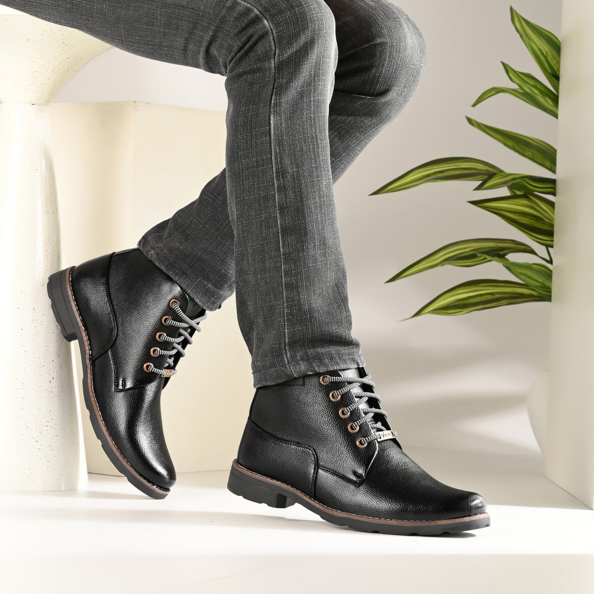 Vellinto ASPHALT Casual Boots For Men ll Synthetic Leather Boots Casuals For Men Boots For Men