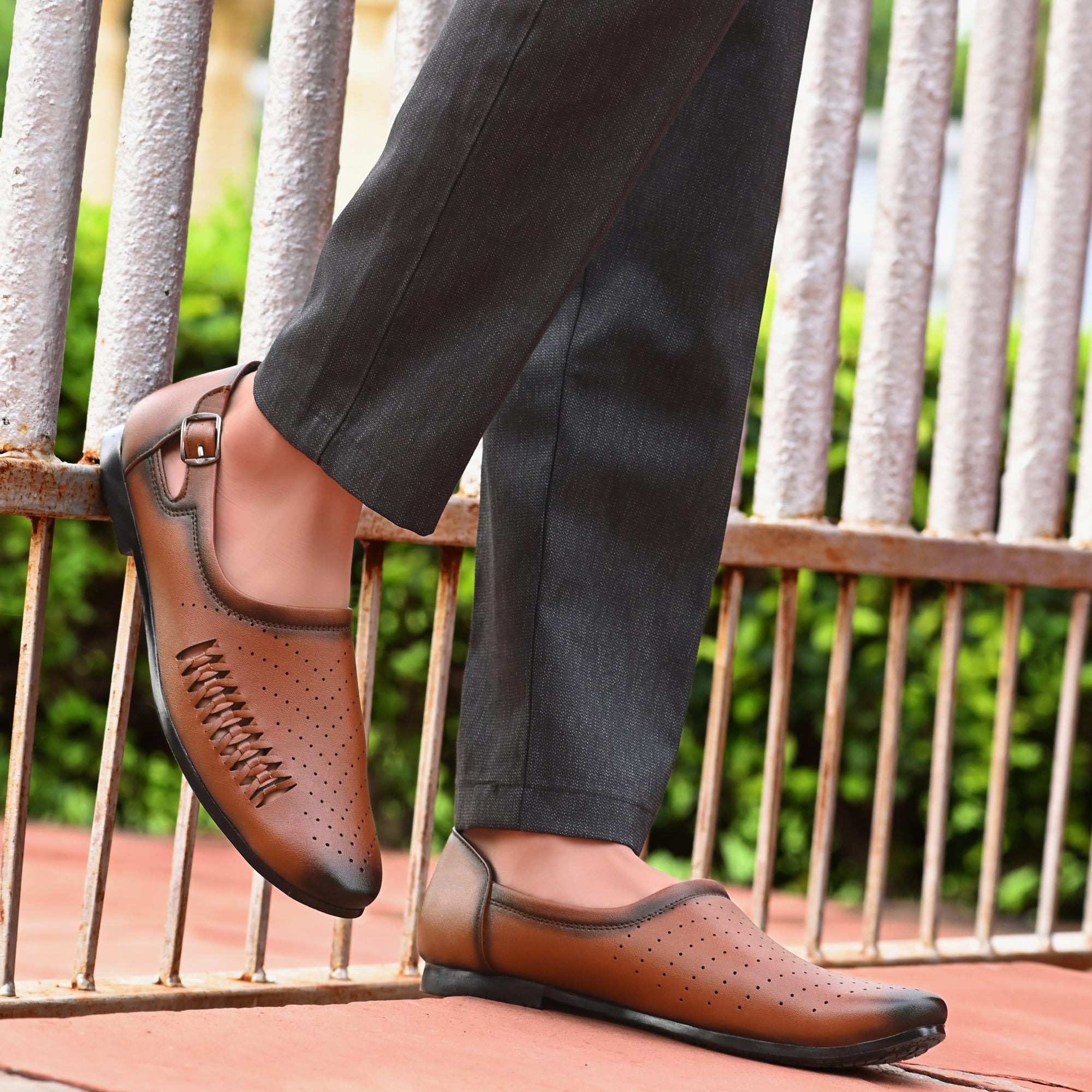 Vellinto Vellinto SHAHZAD Perforated Synthetic Leather Loafers with Stylish Buckle Detail Party Wear For Men