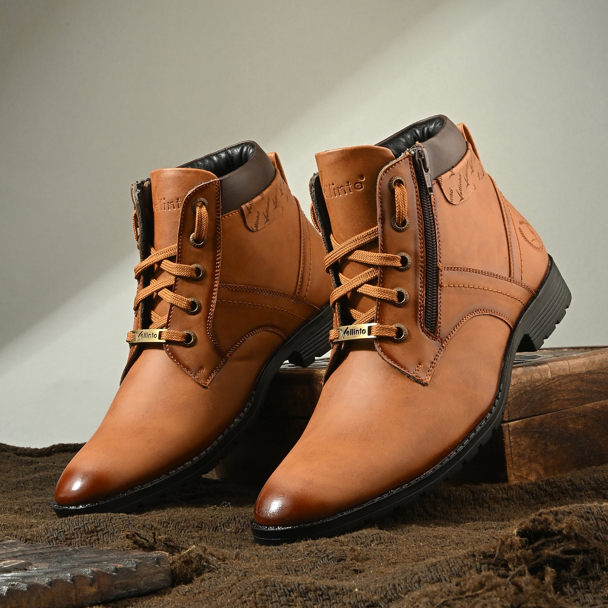 Vellinto Vellinto ORION Men’s Stylish Lace-Up & Zipper High Ankle Casual Boots Boots For Men