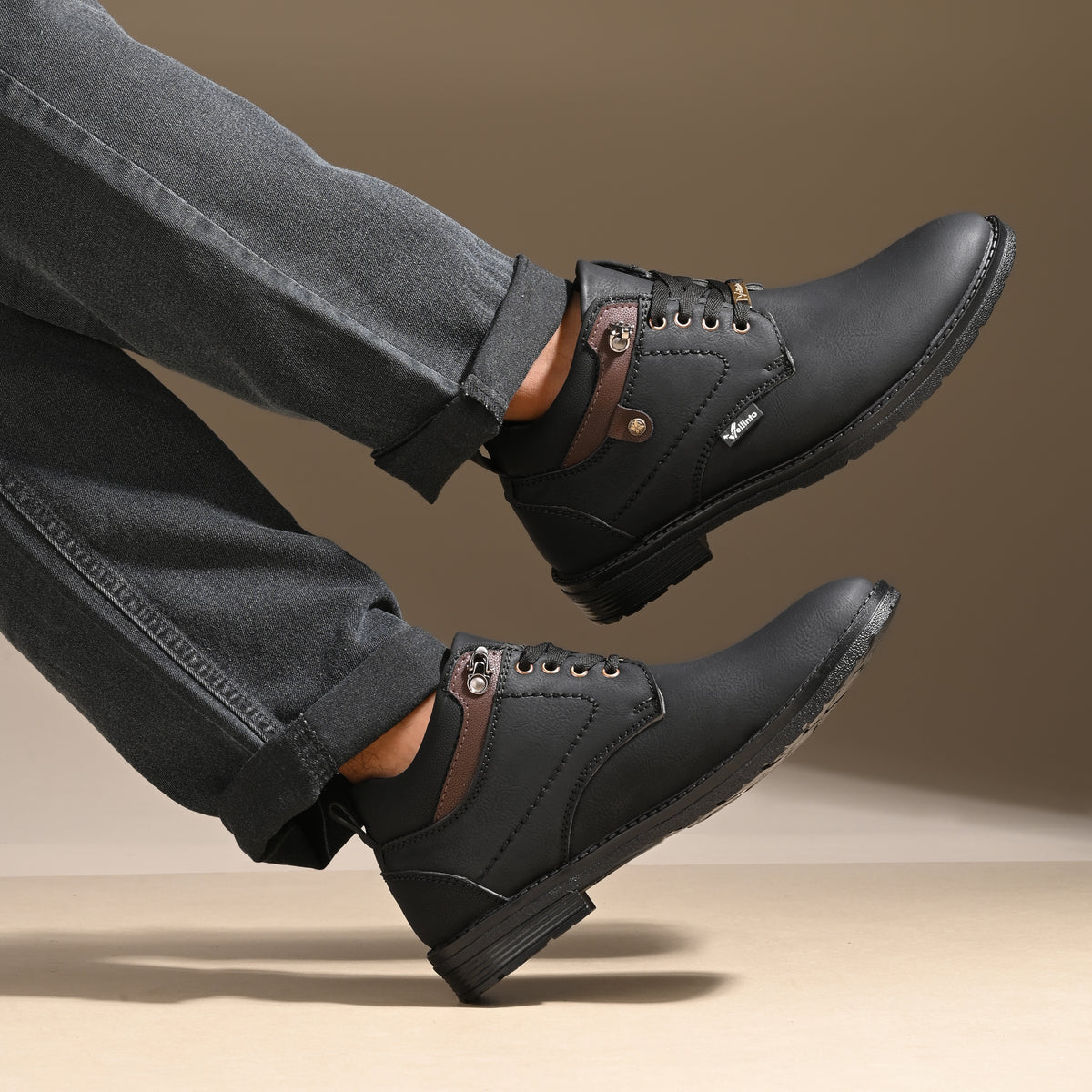 Vellinto Vellinto BRAVON Casual Boots For Men ll Synthetic Leather Boots For Men Boots For Men