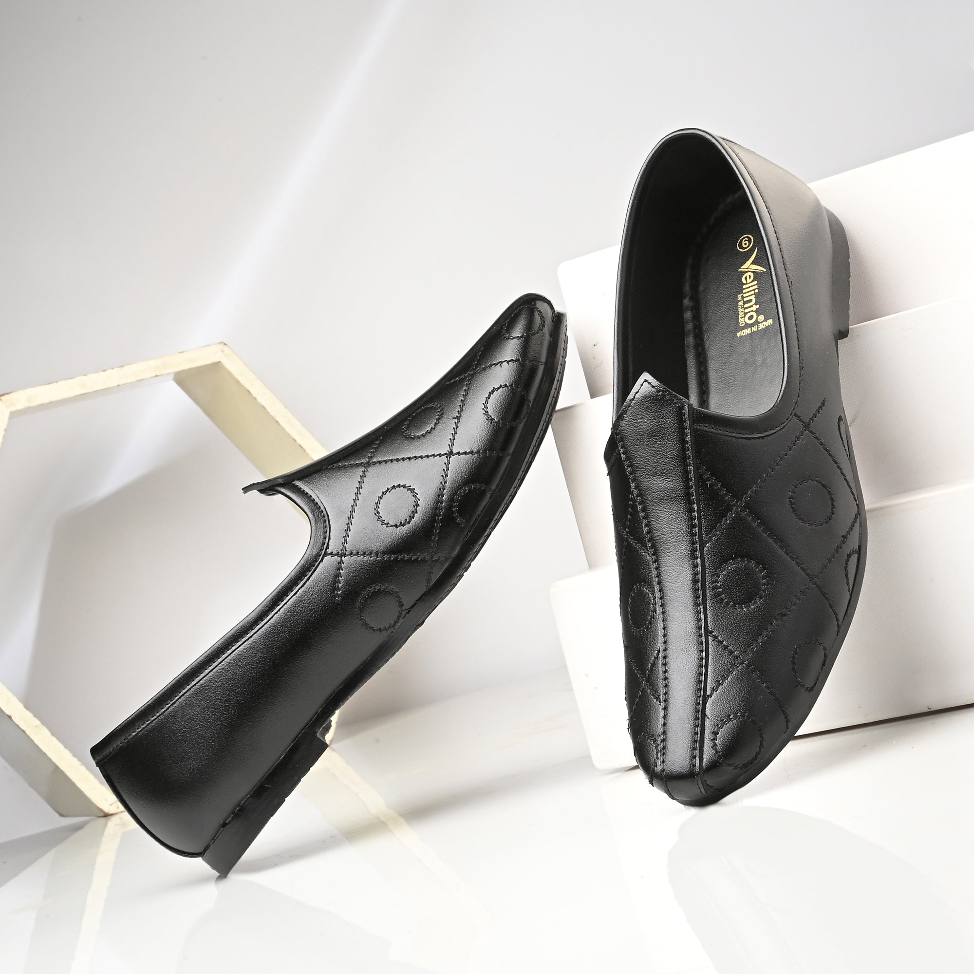 Vellinto BANAJARA Men’s Ethnic Slip-On Mojari | Traditional PU Leather Footwear Party Wear For Men