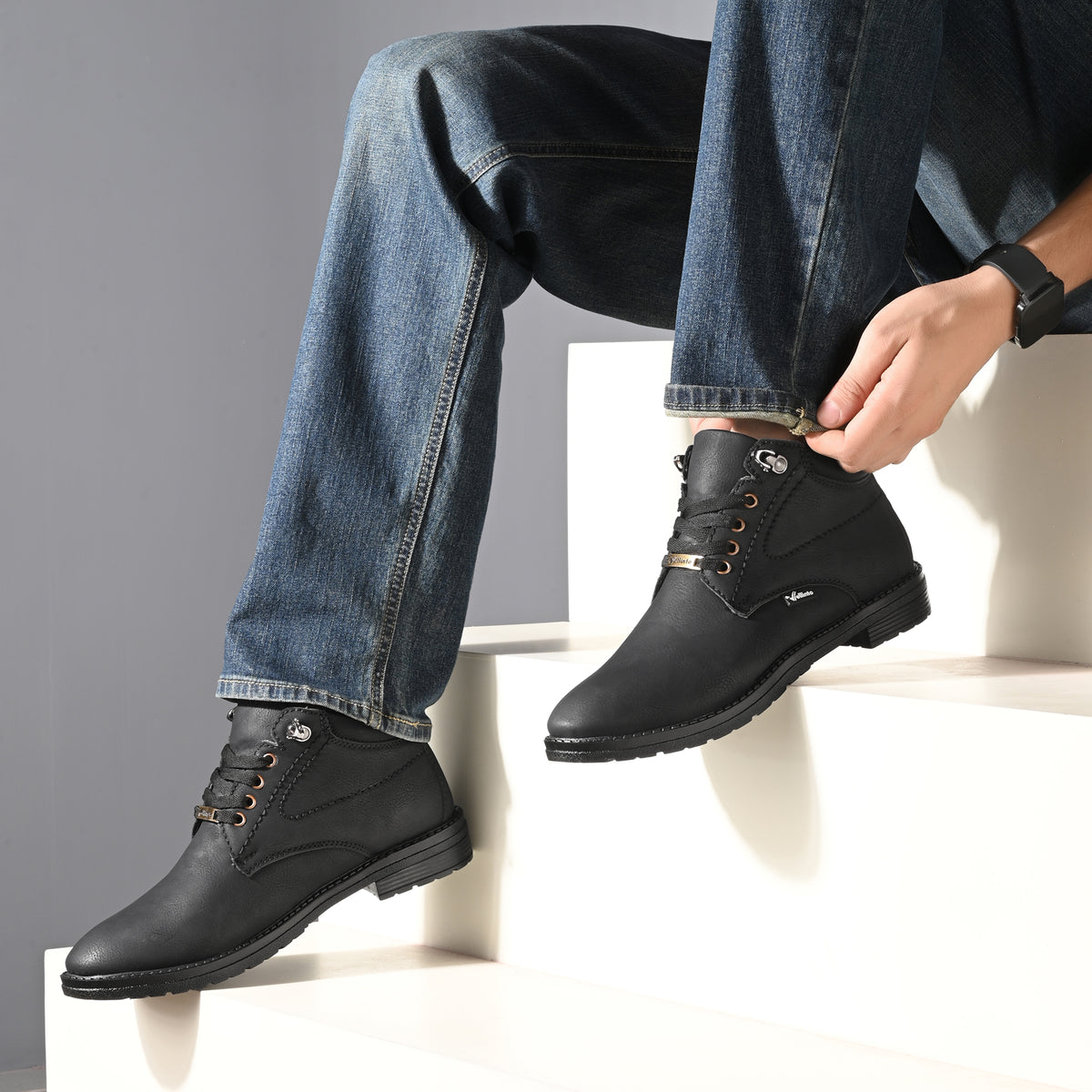 Vellinto EXECUTIVE Casual Boots For Men ll Synthetic Leather Mid-Ankle Boots Boots For Men
