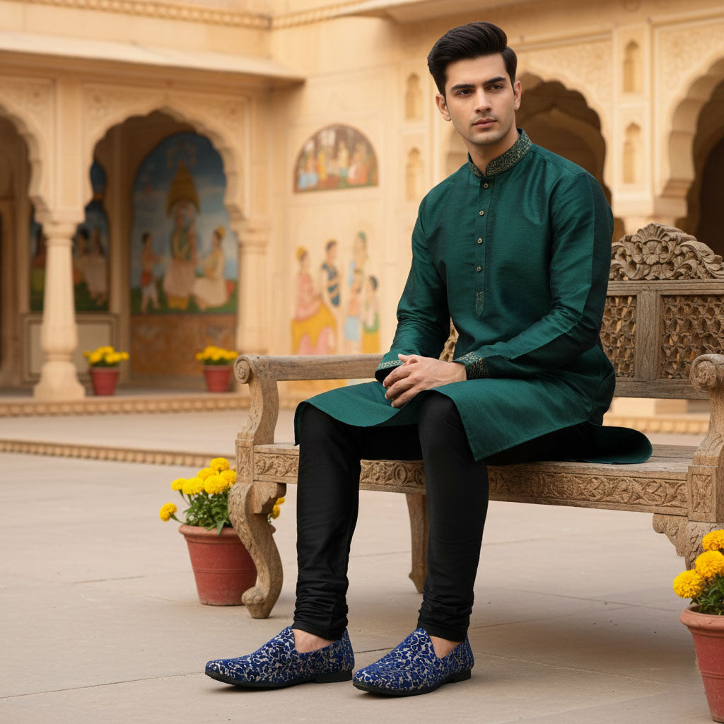 Vellinto ellinto SAMRAT Party Wear Royal Look Mojaris Juttis Slip On For Men Espadrilles For Men
