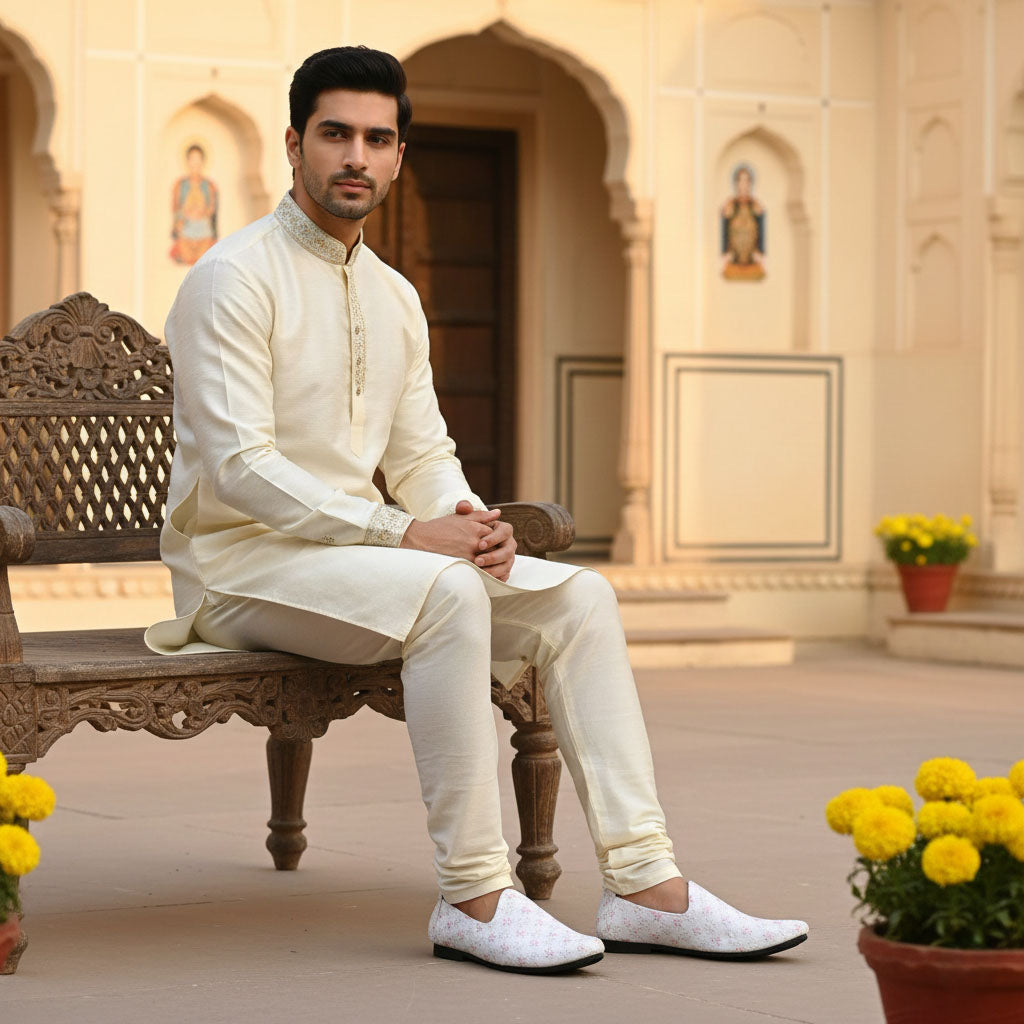 Vellinto Vellinto RESHAM Party Wear Royal Look Mojaris Juttis Slip On For Men Espadrilles For Men