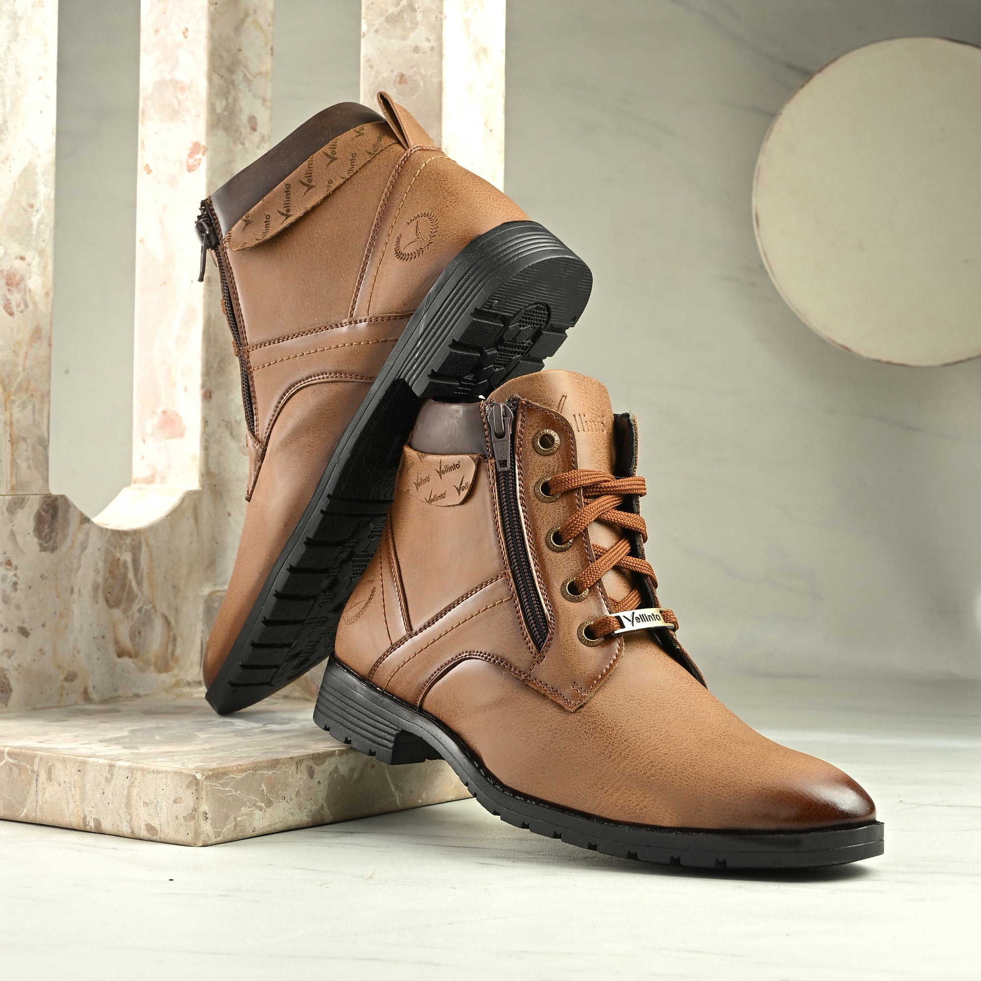 Vellinto Vellinto ORION Men’s Stylish Lace-Up & Zipper High Ankle Casual Boots Boots For Men