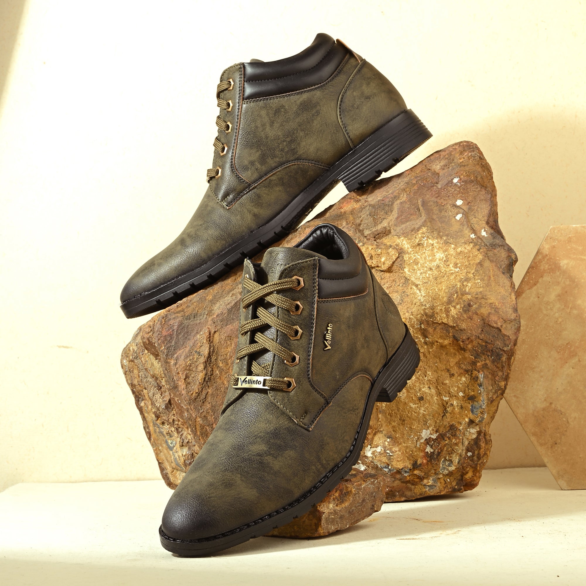 Vellinto STONY Trendy and Stylish Casual Mid-Ankle Synthetic leather Boots Boots For Men