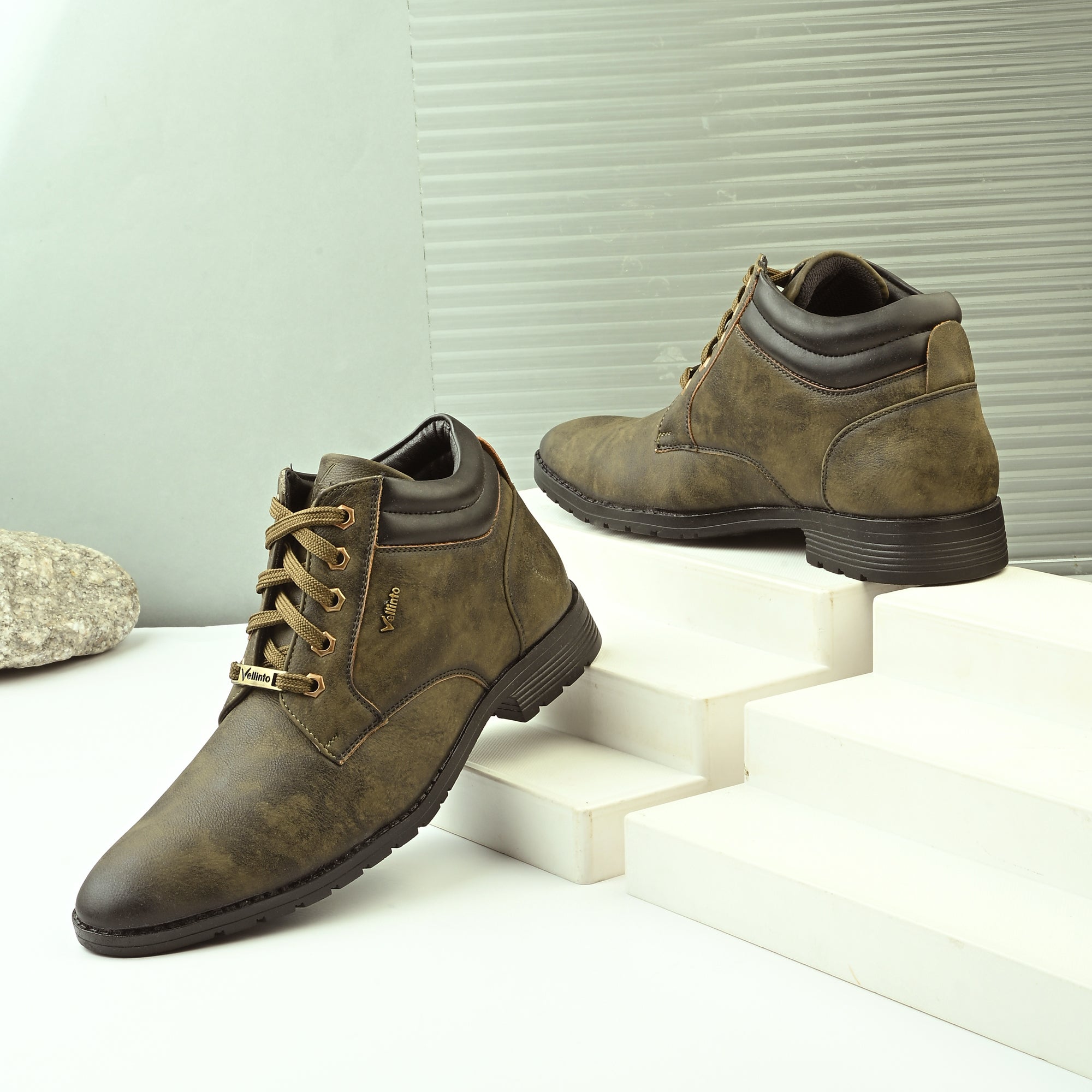 Vellinto STONY Trendy and Stylish Casual Mid-Ankle Synthetic leather Boots Boots For Men