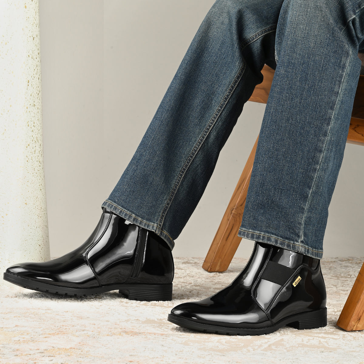 Vellinto Royal Look Zipped Boots For Men ll Synthetic Leather Casual Boots For Men