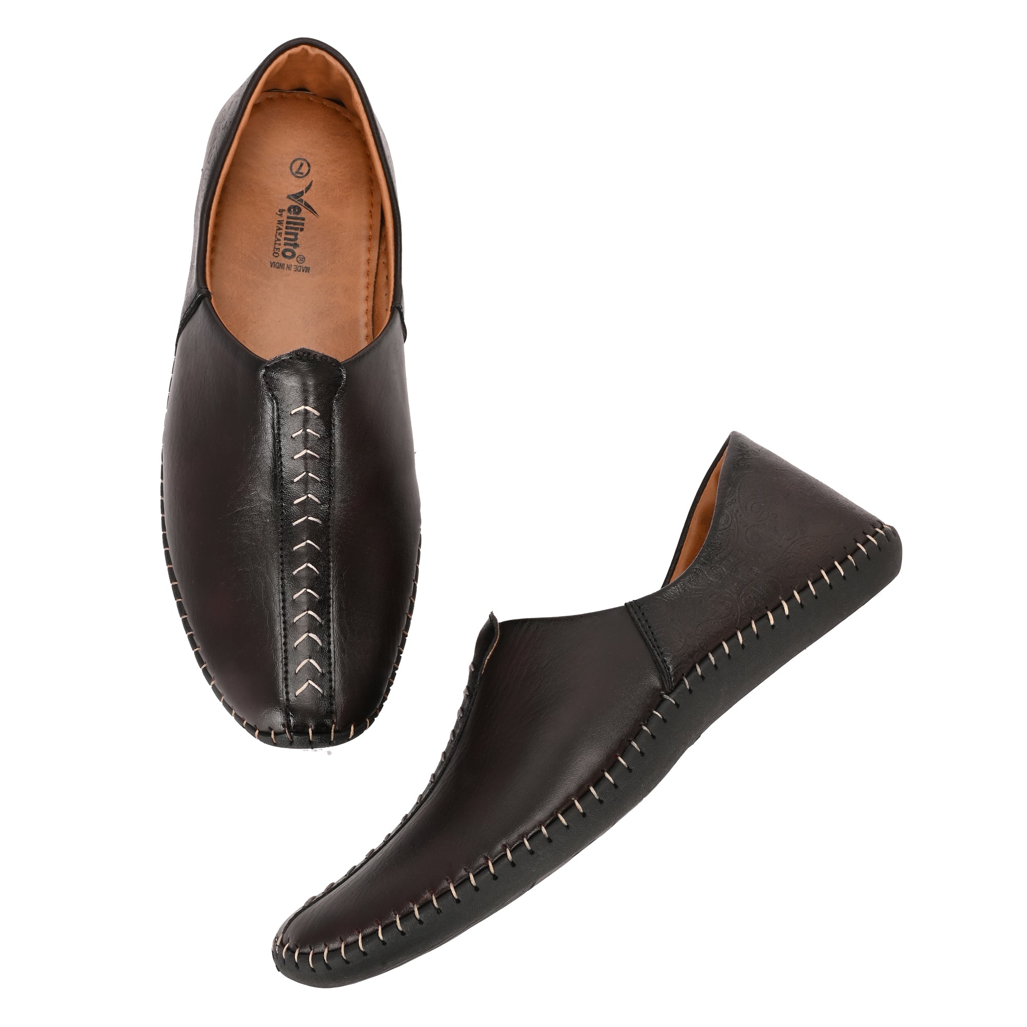 Vellinto ARTIZAN Cool Rajasthani Stitched Design Jutis Mojaris Nagra For Men Casuals For Men