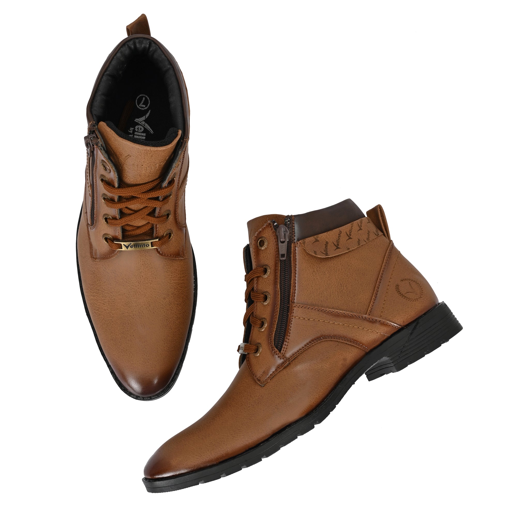 Vellinto Vellinto ORION Men’s Stylish Lace-Up & Zipper High Ankle Casual Boots Boots For Men