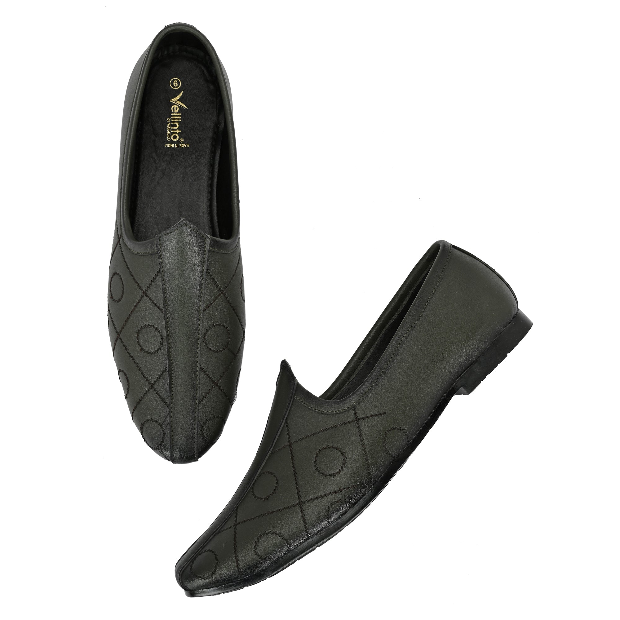 Vellinto BANAJARA Men’s Ethnic Slip-On Mojari | Traditional PU Leather Footwear Party Wear For Men