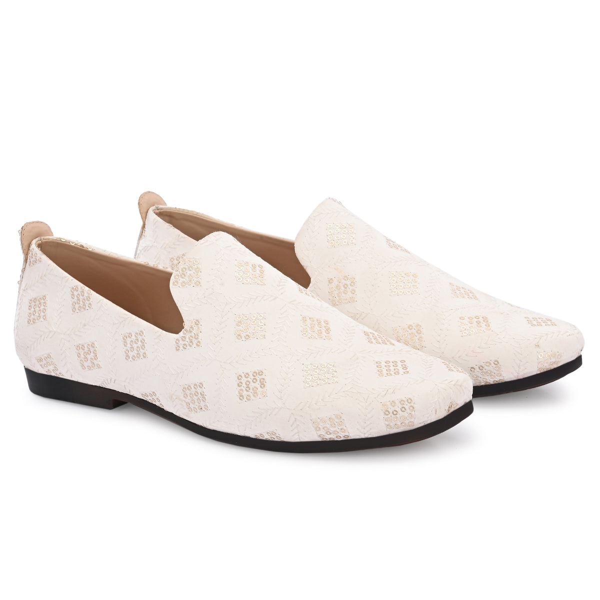 Vellinto Men's PEARL Embroidered Slip-On Ethnic Party Wear Designer Loafer Shoes Espadrilles For Men