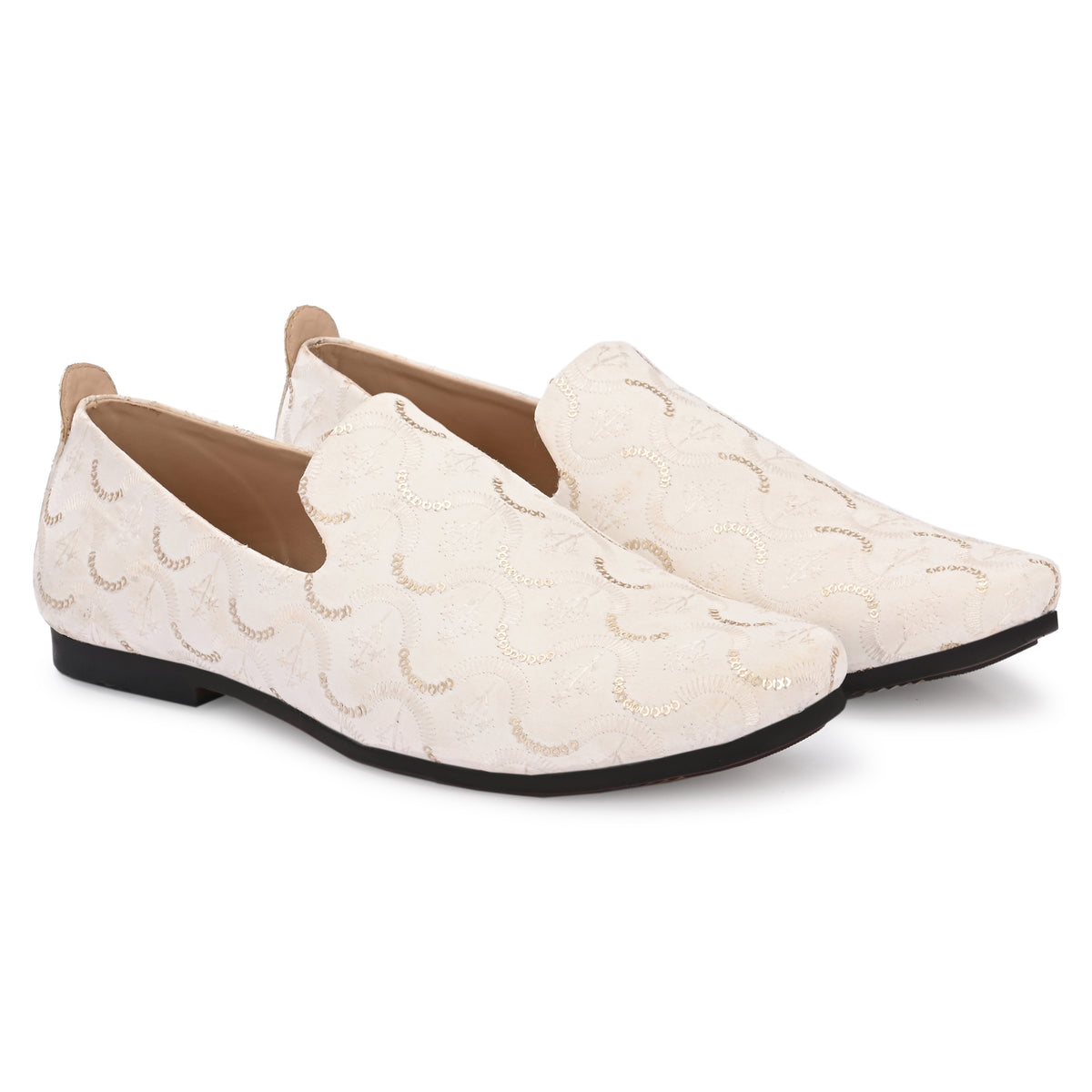 Vellinto ZEWAR Men's White Embroidered Slip-On Ethnic Party Wear Wedding Shoes Espadrilles For Men