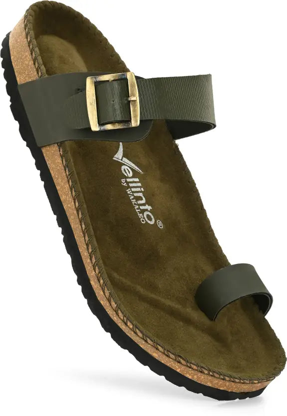 Vellinto LUXOR Sandal Open Toe Sandals ll Birken- Style Leather Cork Sandals with Adjustable Buckle Straps For Men