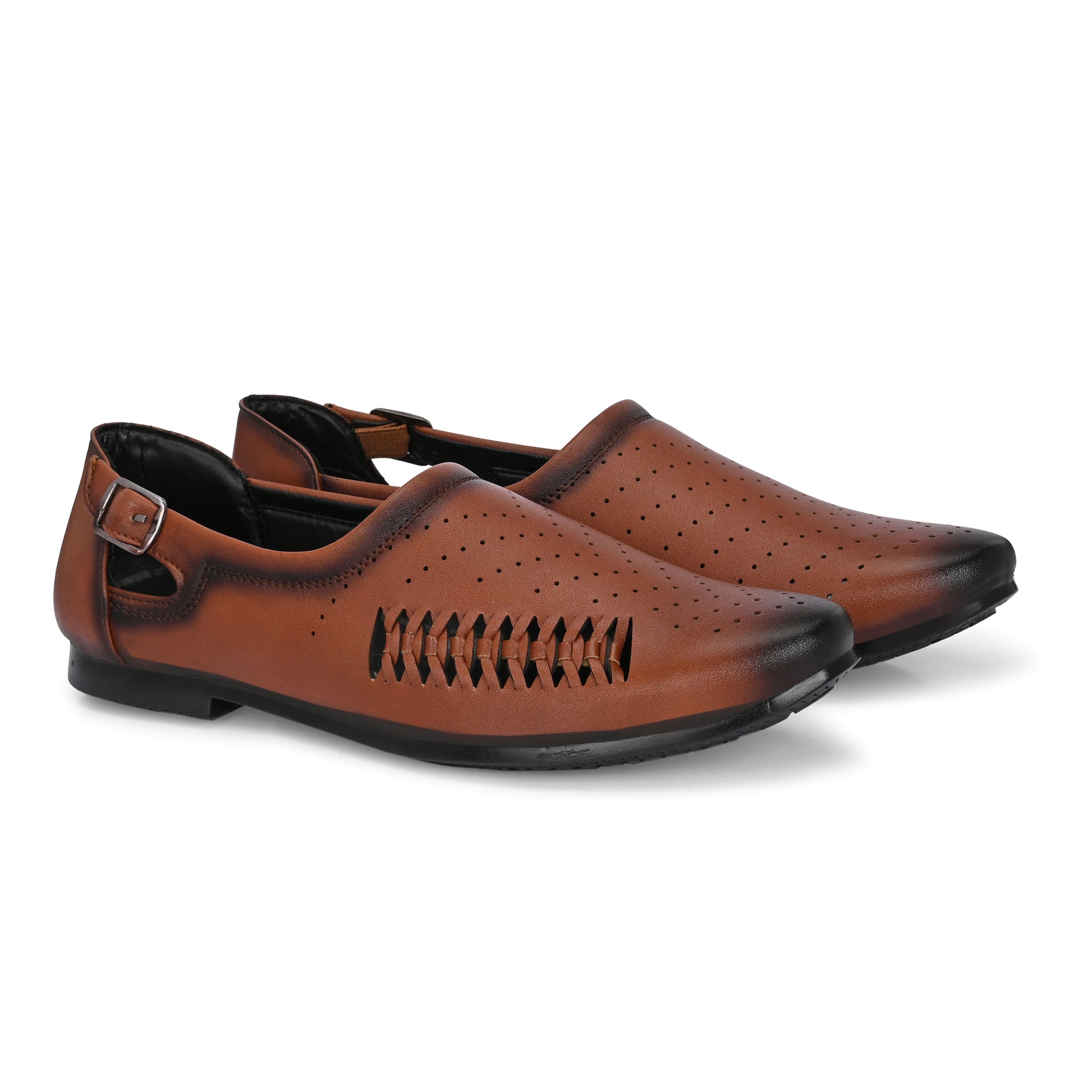 Vellinto Vellinto SHAHZAD Perforated Synthetic Leather Loafers with Stylish Buckle Detail Party Wear For Men