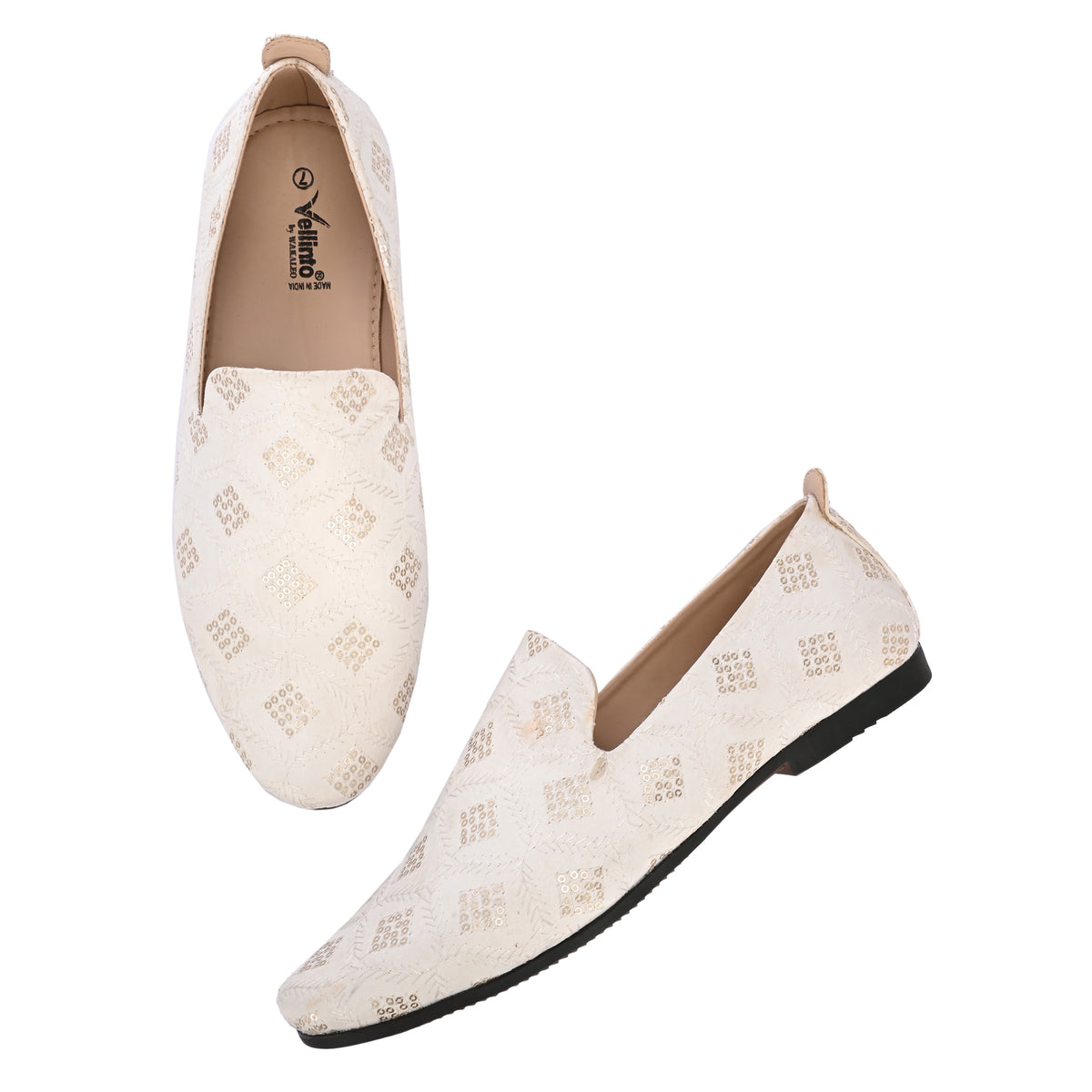 Vellinto Men's PEARL Embroidered Slip-On Ethnic Party Wear Designer Loafer Shoes Espadrilles For Men