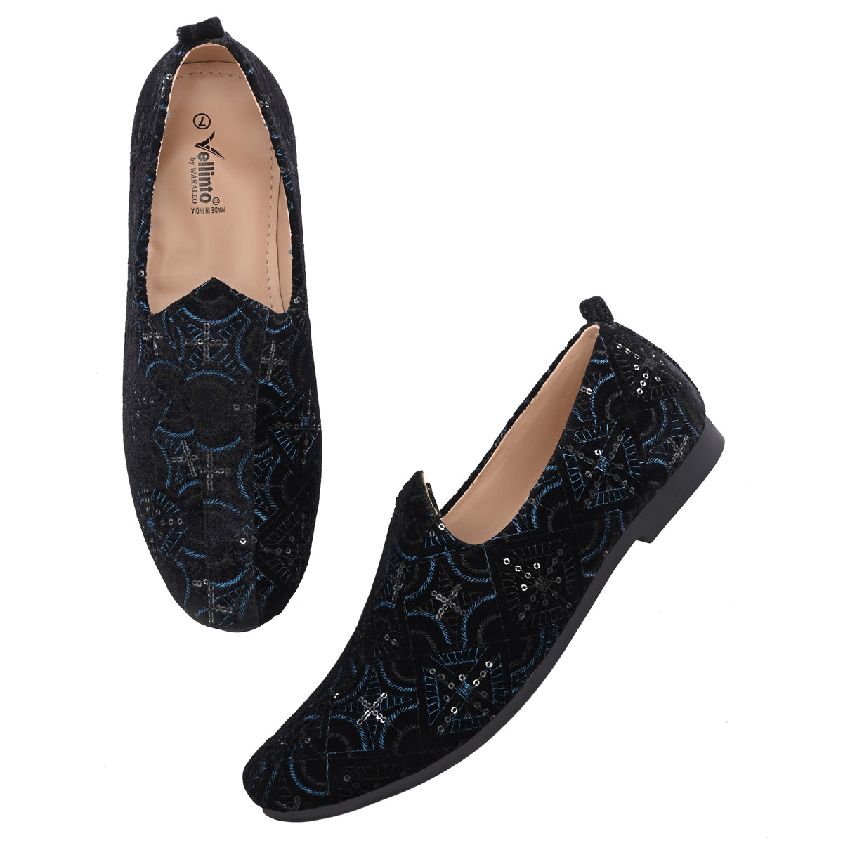 Vellinto MIDNIGHT BLOOM Party Wear Royal Look Mojaris Juttis Slip On For Men Espadrilles For Men