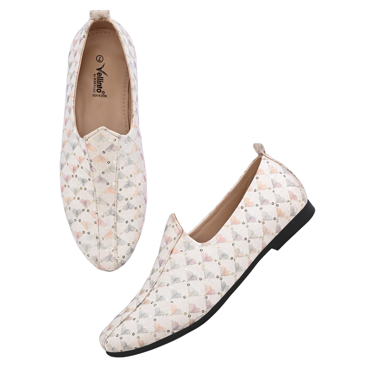 Vellinto PHULKARI Party Wear Royal Look Mojaris Juttis Slip On For Men Espadrilles For Men