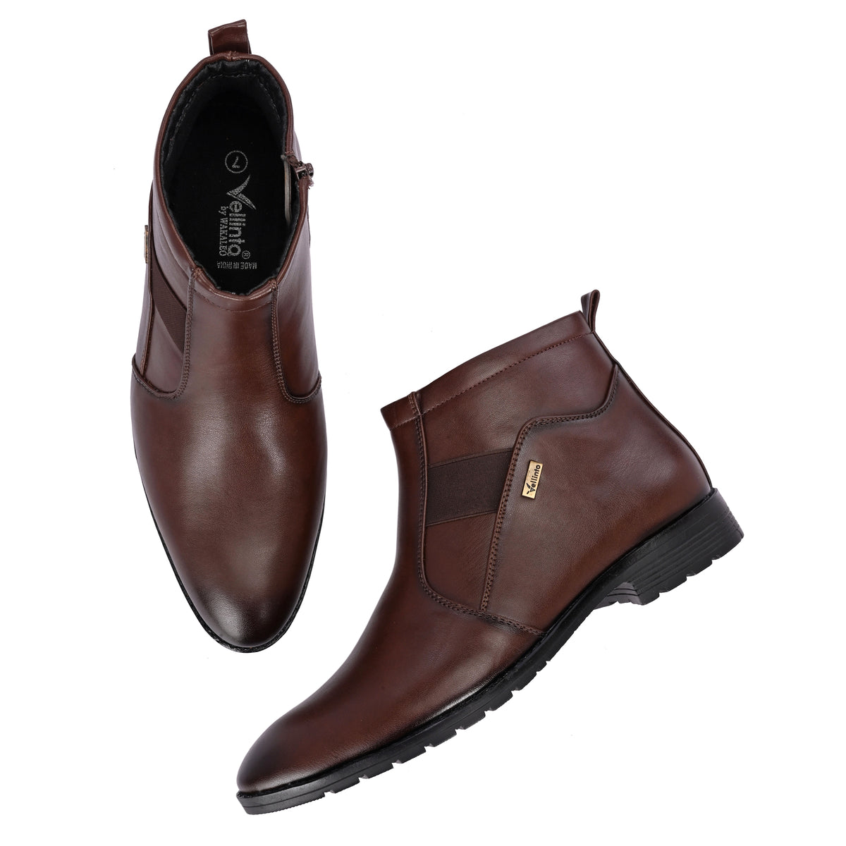 Vellinto Royal Look Zipped Boots For Men ll Synthetic Leather Casual Boots For Men