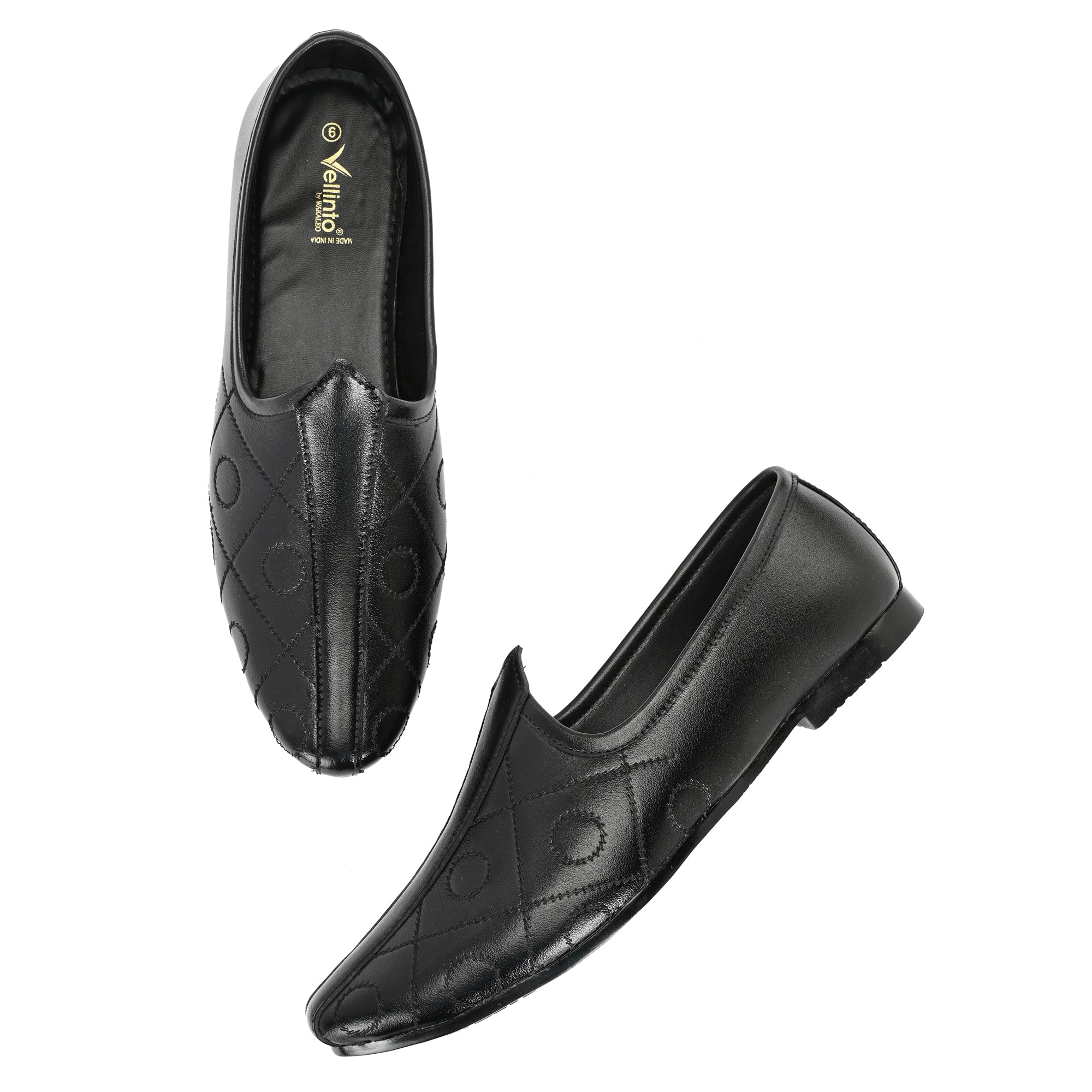 Vellinto BANAJARA Men’s Ethnic Slip-On Mojari | Traditional PU Leather Footwear Party Wear For Men