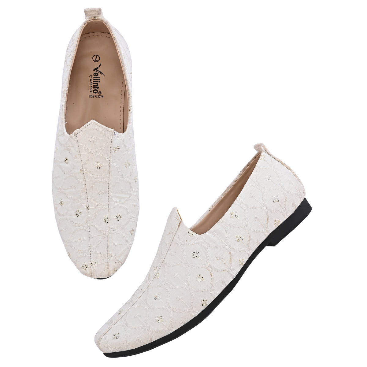 Vellinto Vellinto SNOW PEARL Party Wear Royal Look Mojaris Juttis Slip On For Men Espadrilles For Men