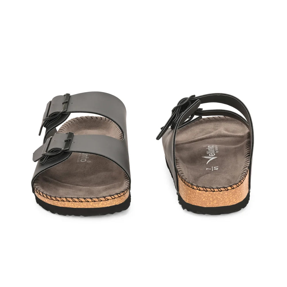 Vellinto ARIZONA Comfortable Slide Sandal/Slipper ll Men's Double Buckle Slipper style Slip-On Sandals, Arch Support, Casual Summer Footwear For Men