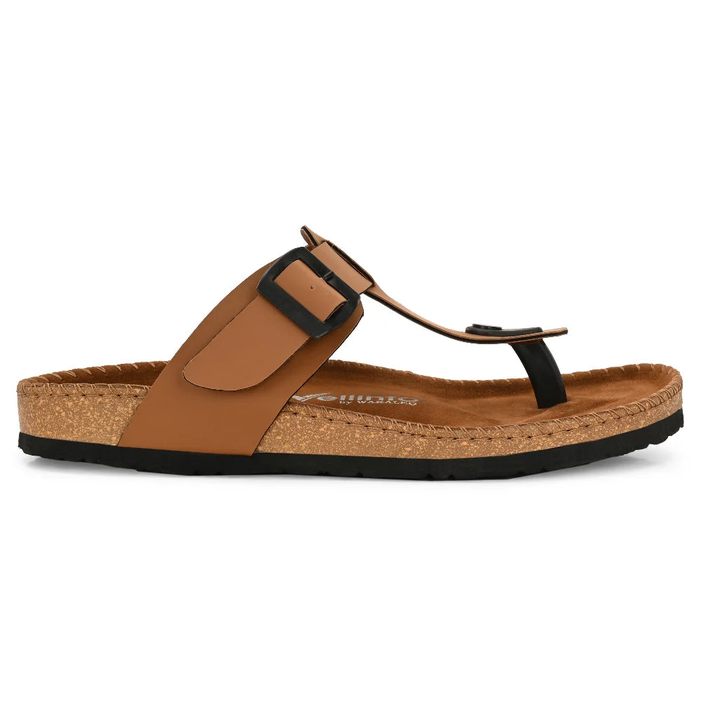 Vellinto CARBATINA T-Strap Thong Sandal ll Men’s Leather Toe-Post Sandals with Buckle, Arch Support, Slip-On Comfort For Men