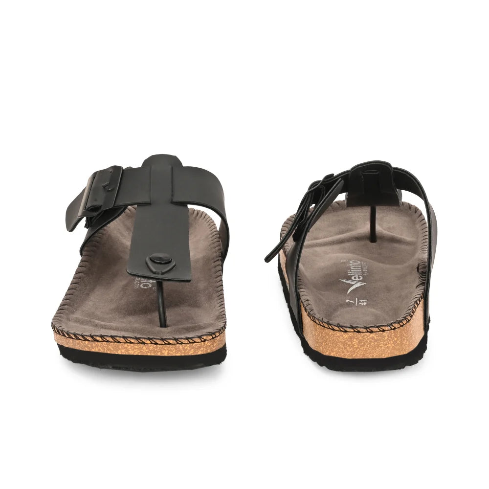 Vellinto CARBATINA T-Strap Thong Sandal ll Men’s Leather Toe-Post Sandals with Buckle, Arch Support, Slip-On Comfort For Men
