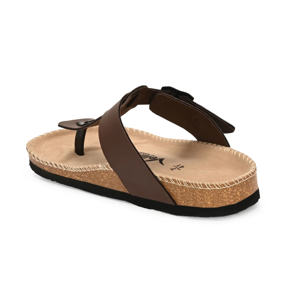 Vellinto CARBATINA T-Strap Thong Sandal ll Men’s Leather Toe-Post Sandals with Buckle, Arch Support, Slip-On Comfort For Men